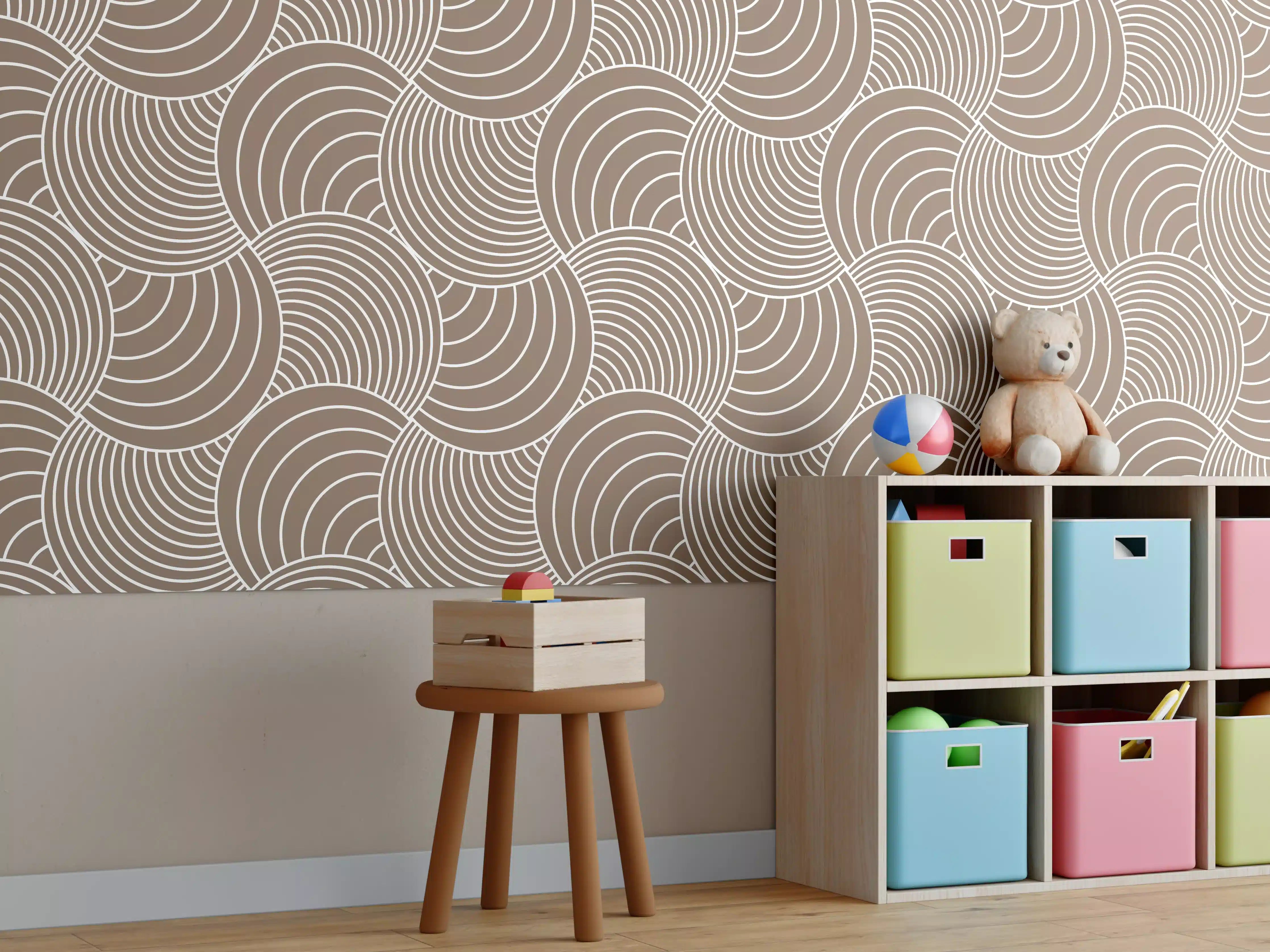 Kinderzimmer Wandgestaltung - Weiße Wellenmuster-Textur mit sanften Graunuancen