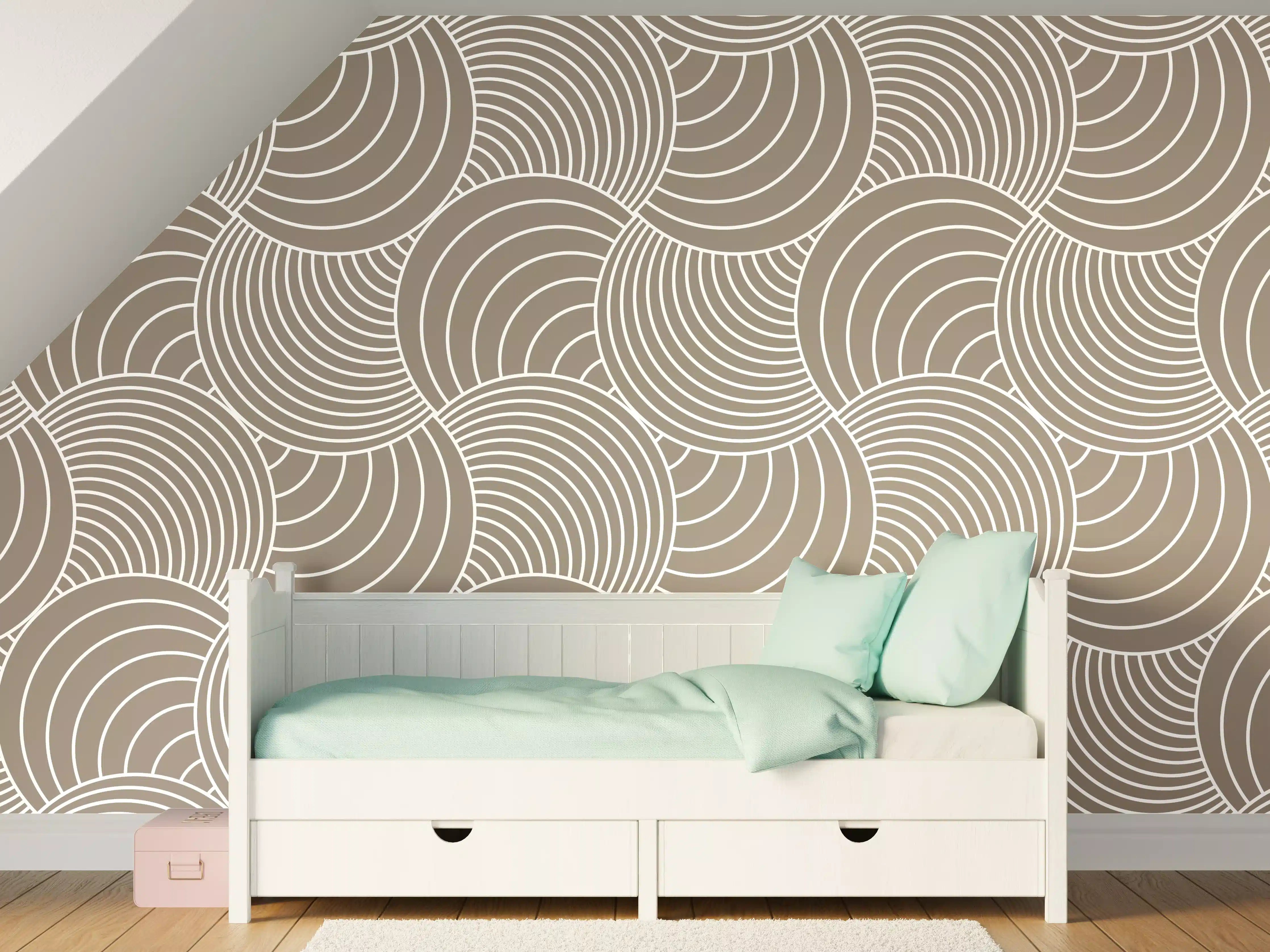 Kinderzimmer Wandgestaltung - Weiße Wellenmuster Wandgestaltung
