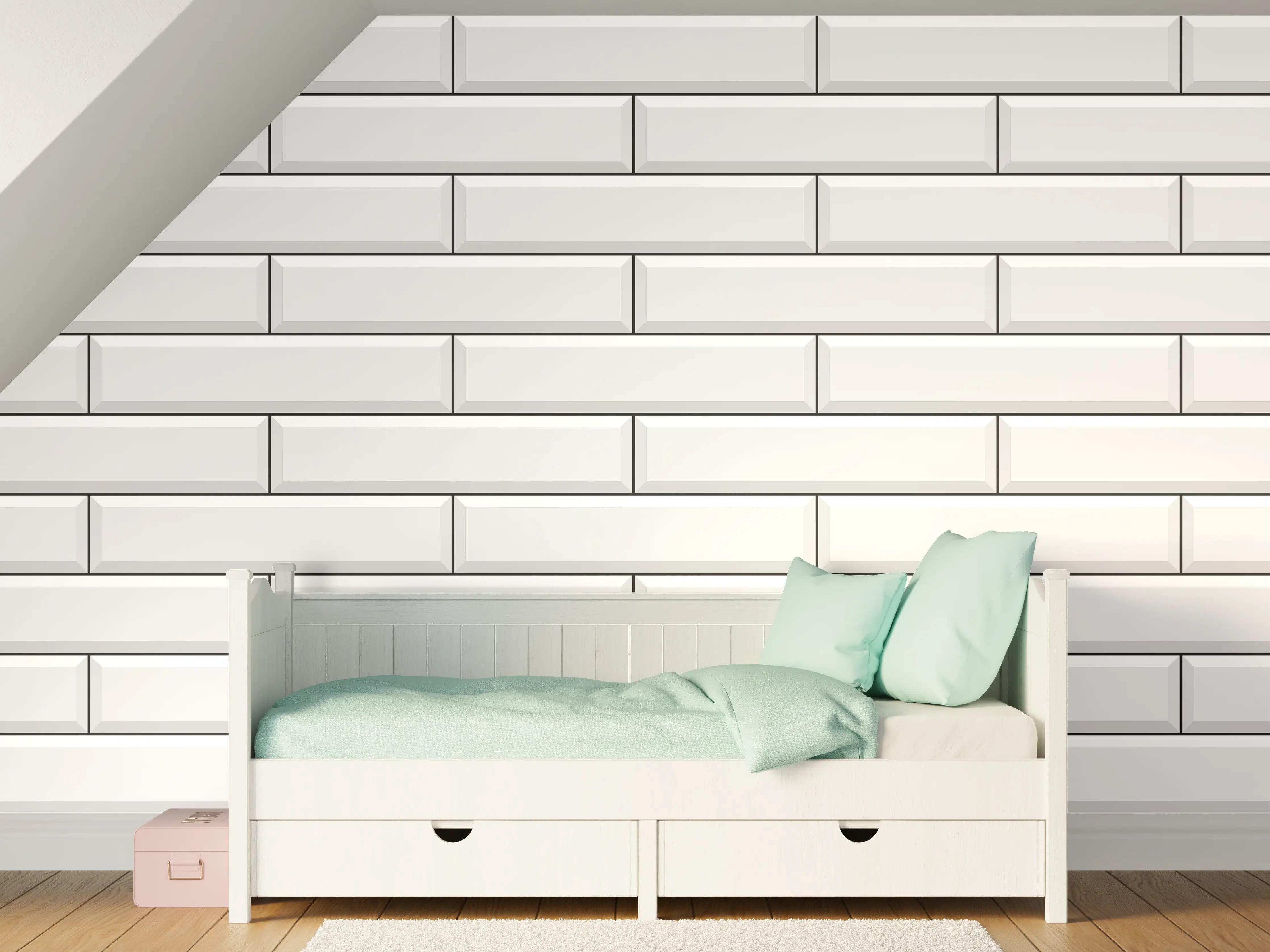 Kinderzimmer Wandgestaltung - Weiße Ziegelwand Textur