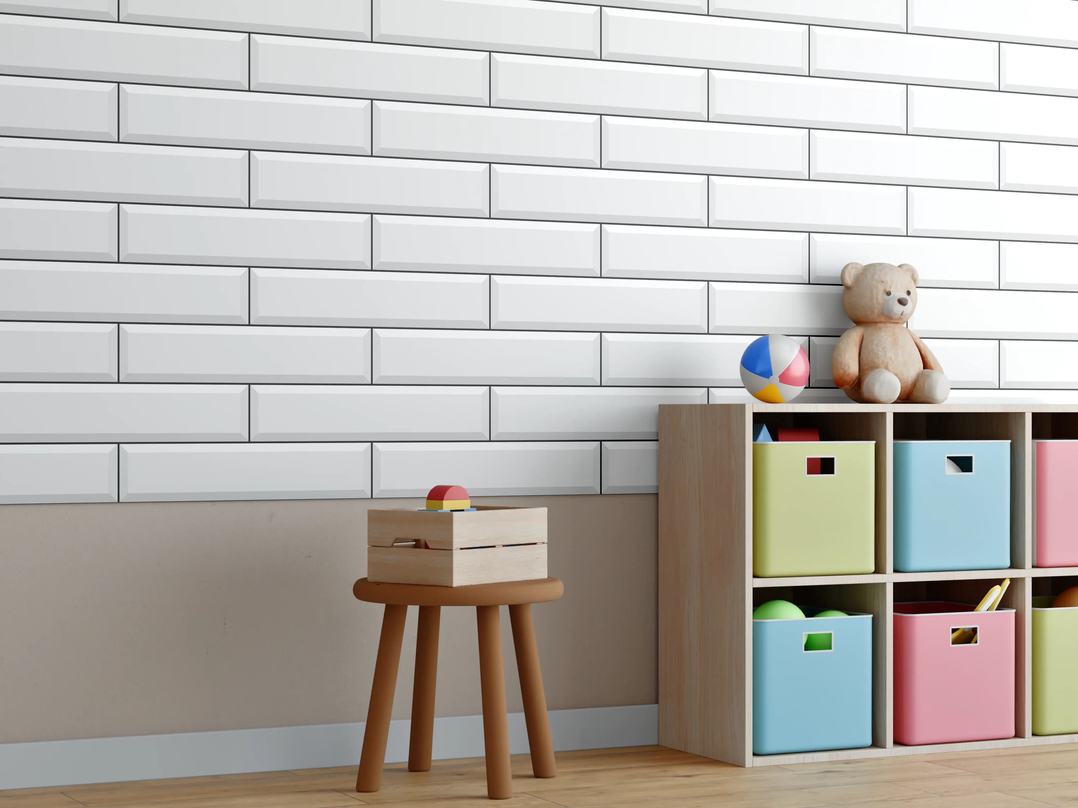 Kinderzimmer Wandgestaltung - Weiße Ziegelwand Textur