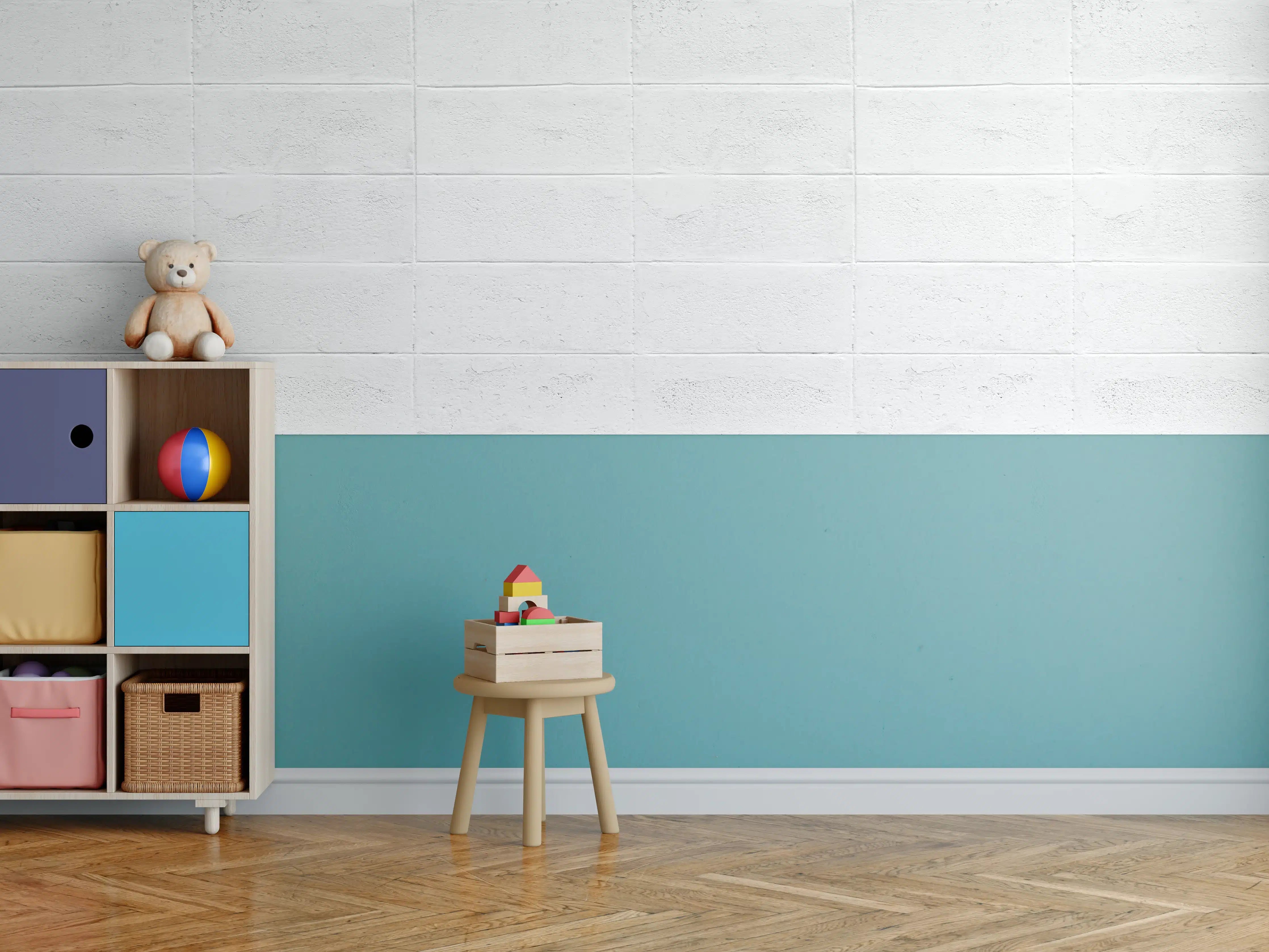 Kinderzimmer Wandgestaltung - Weiße Ziegelwand mit subtiler Textur