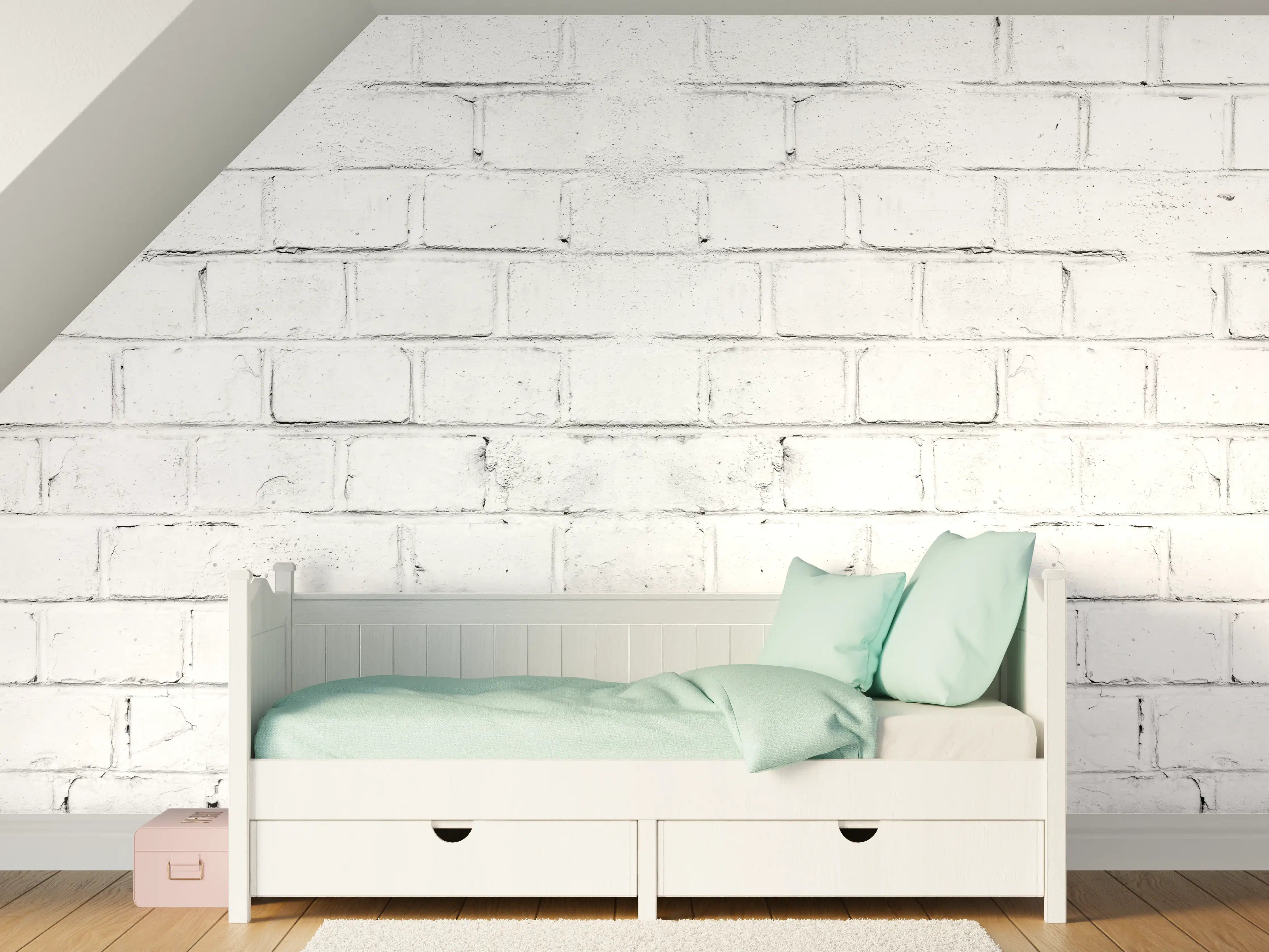 Kinderzimmer Wandgestaltung - Weiße beschädigte Mauer