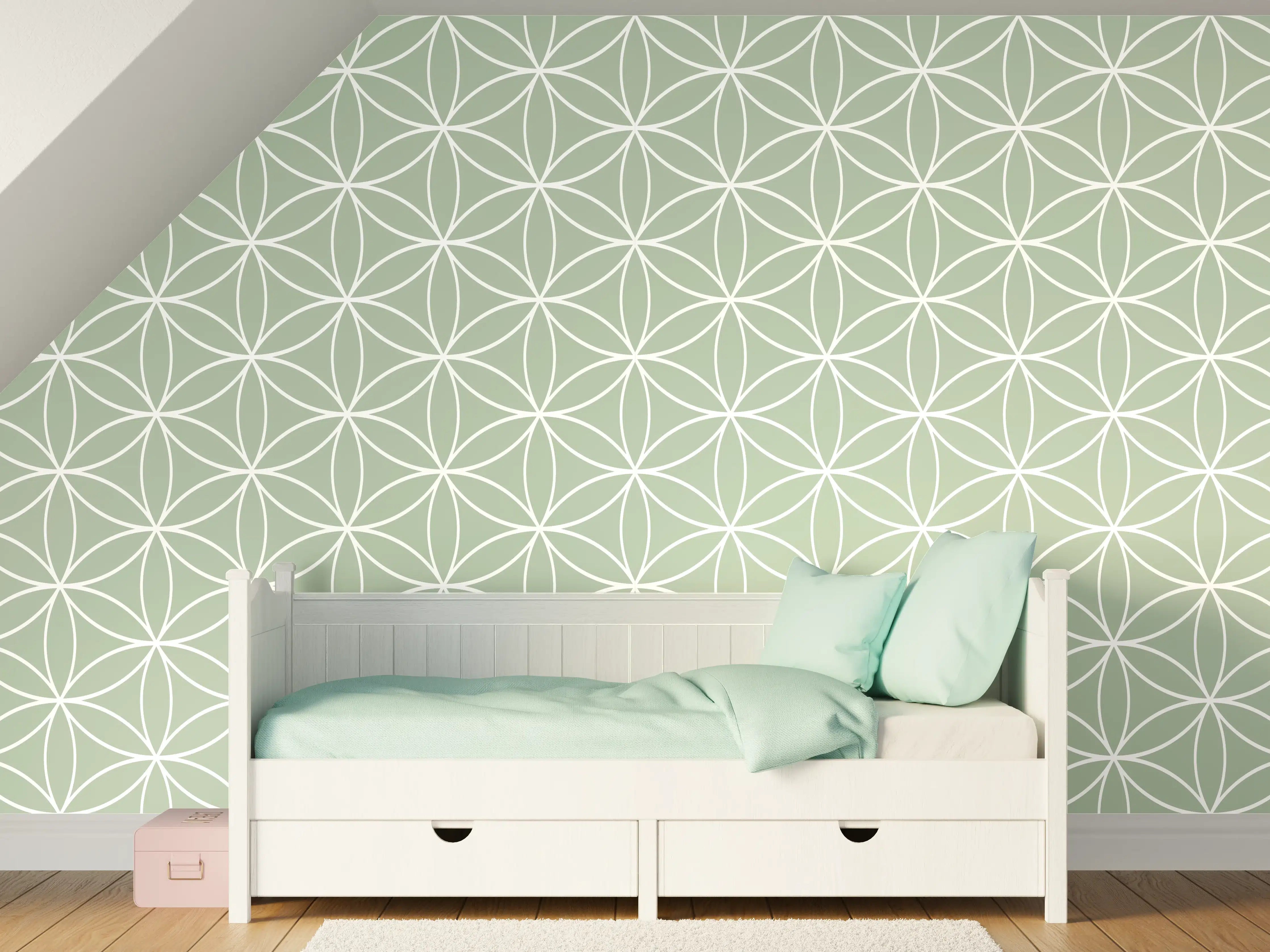 Kinderzimmer Wandgestaltung - Weiße geometrische Fliesen