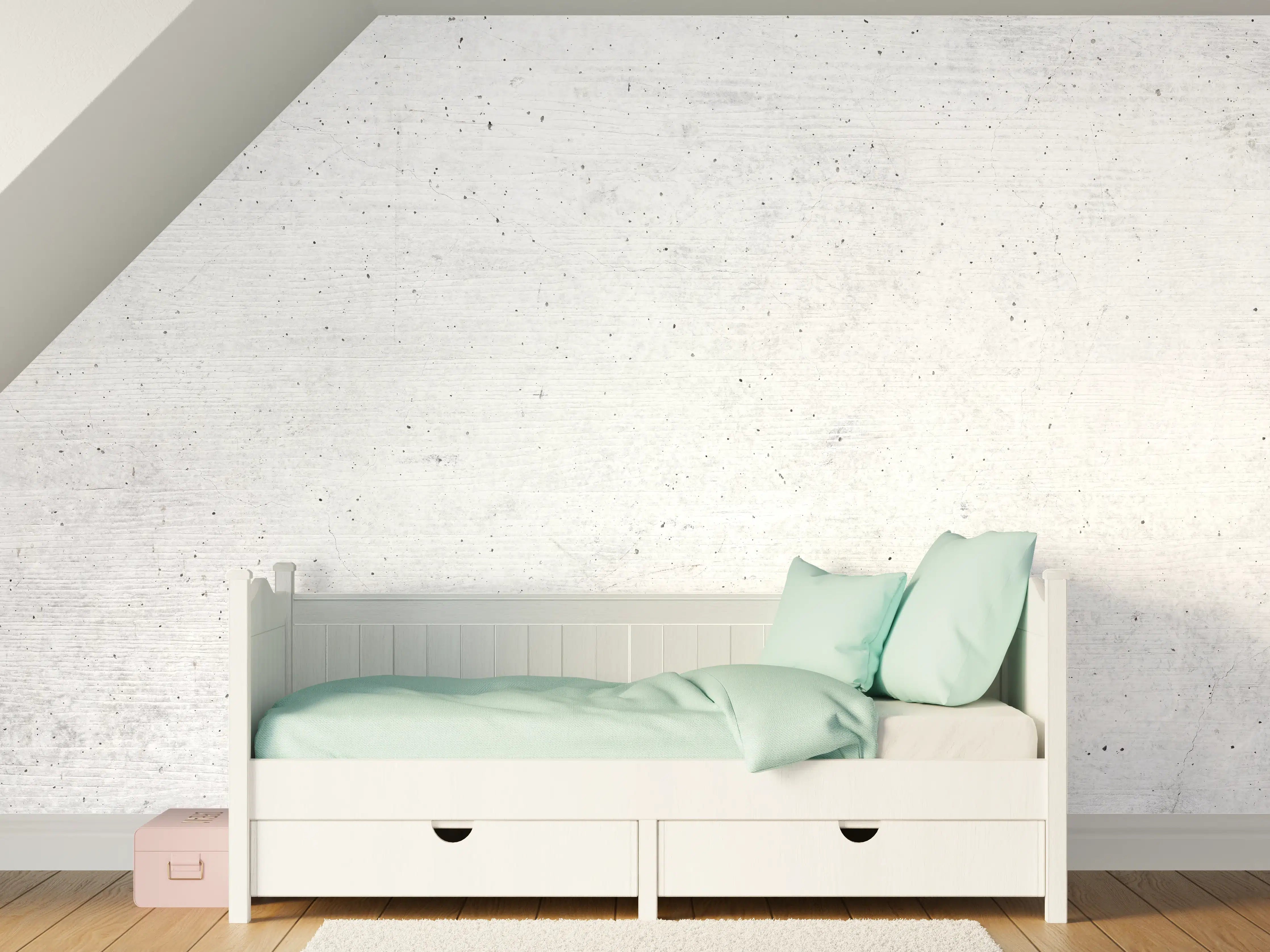 Kinderzimmer Wandgestaltung - Weiße historische Betonwand