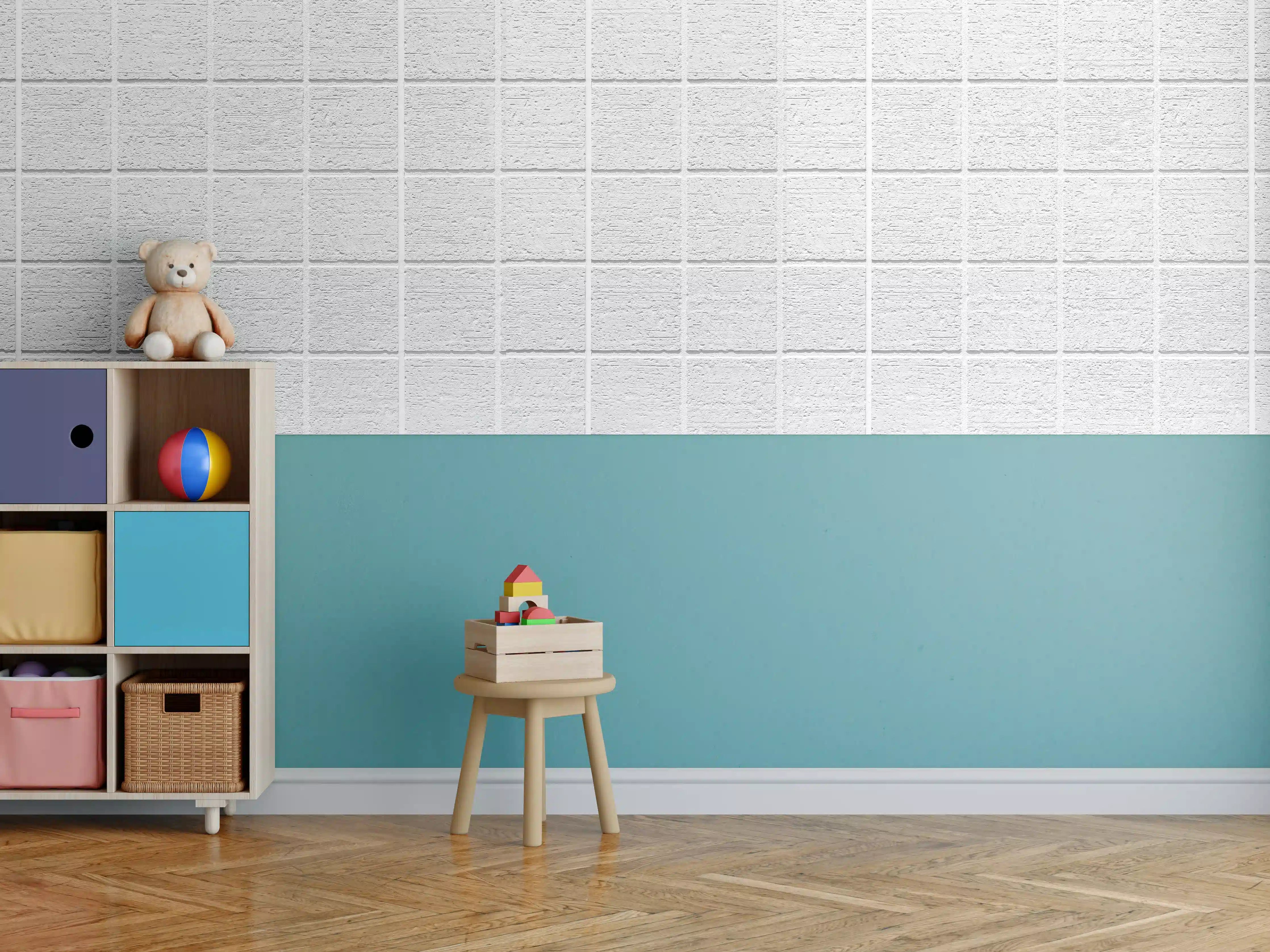 Kinderzimmer Wandgestaltung - Weiße quadratische Steintextur