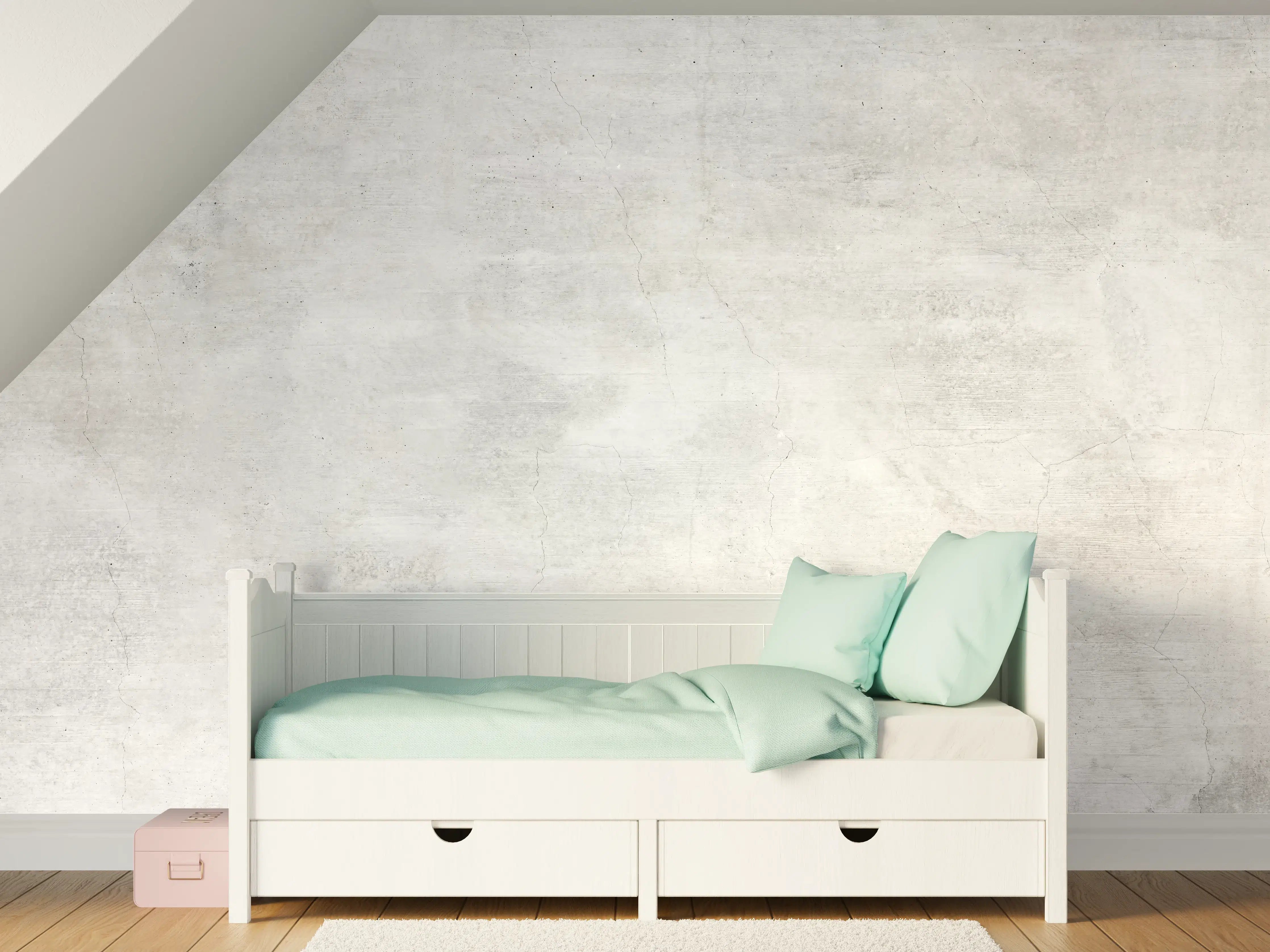 Kinderzimmer Wandgestaltung - Weiße rissige Steinwand