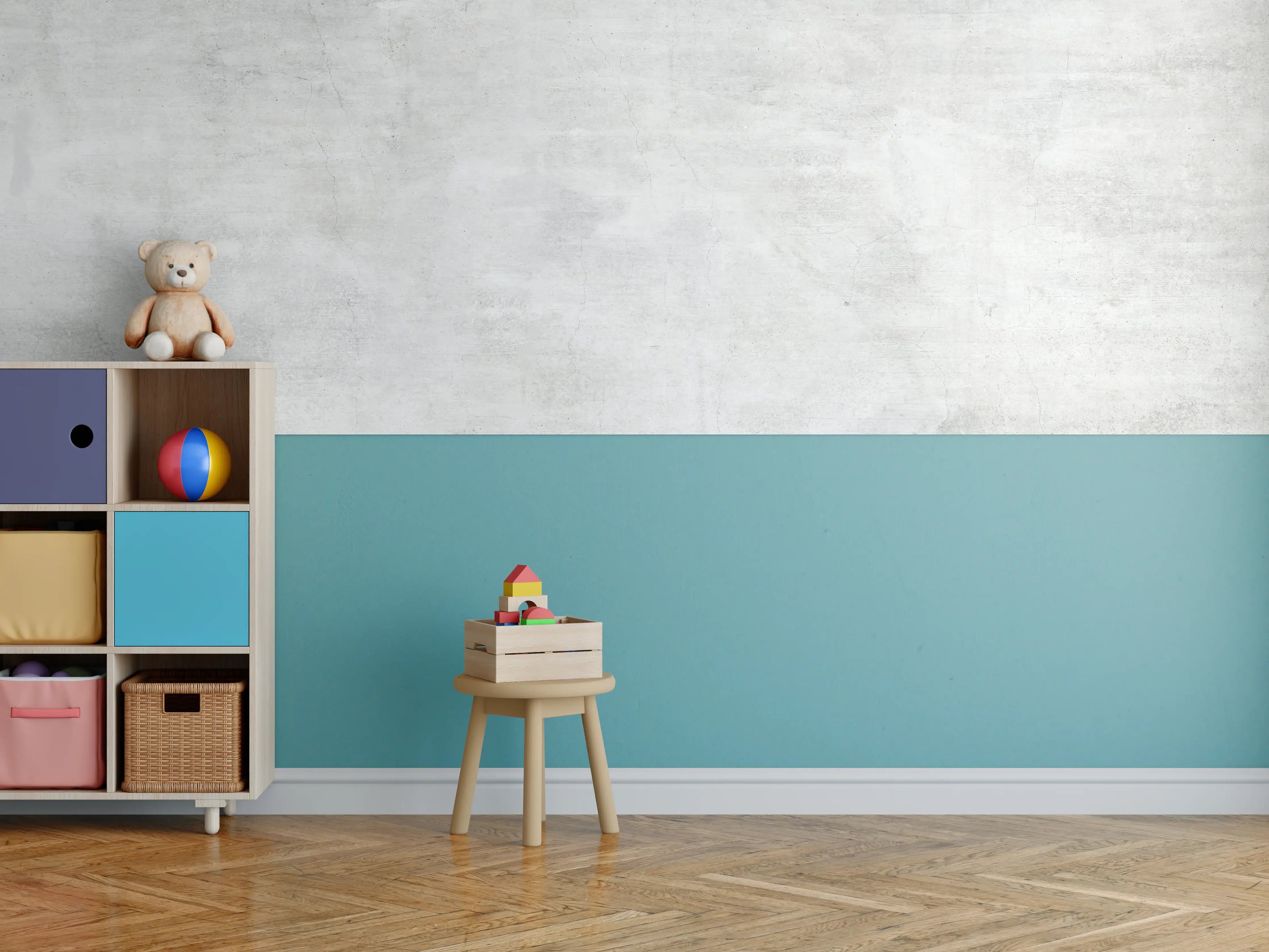 Kinderzimmer Wandgestaltung - Weiße rissige Steinwand