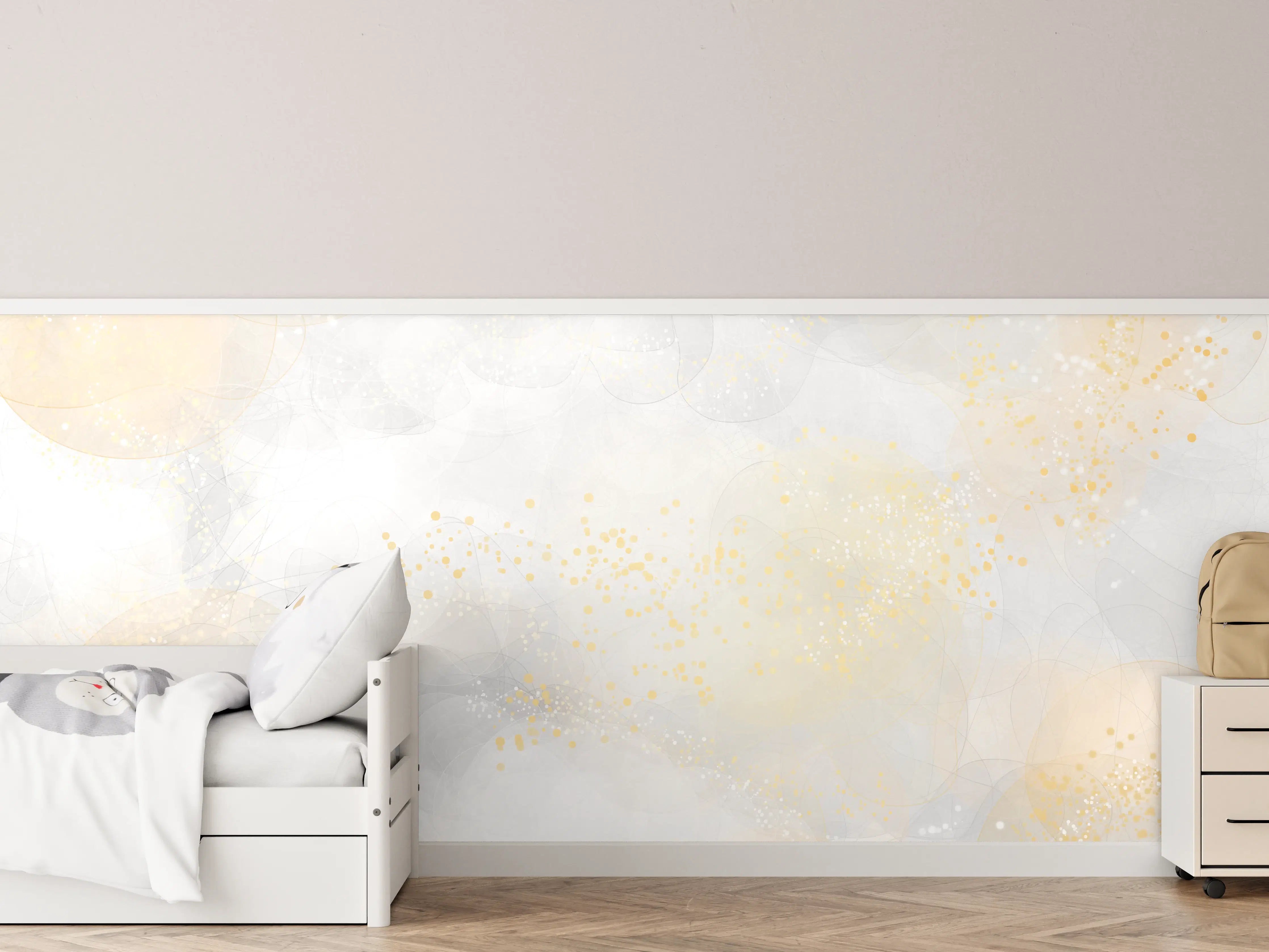 Kinderzimmer Wandgestaltung - Weiße und Graue Marmor-Textur mit Goldakzenten