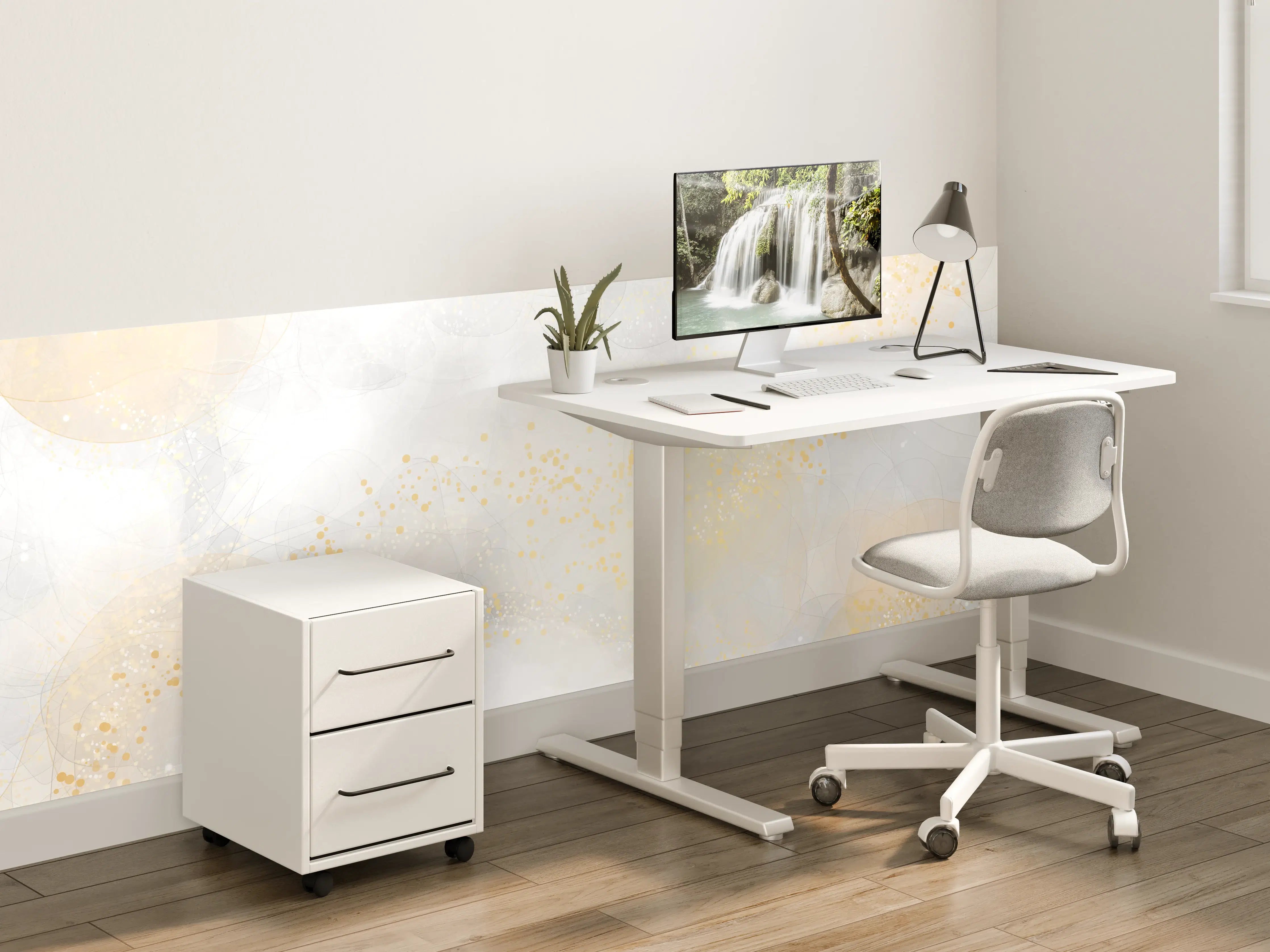 Kinderzimmer Wandgestaltung - Weiße und Graue Marmor-Textur mit Goldakzenten