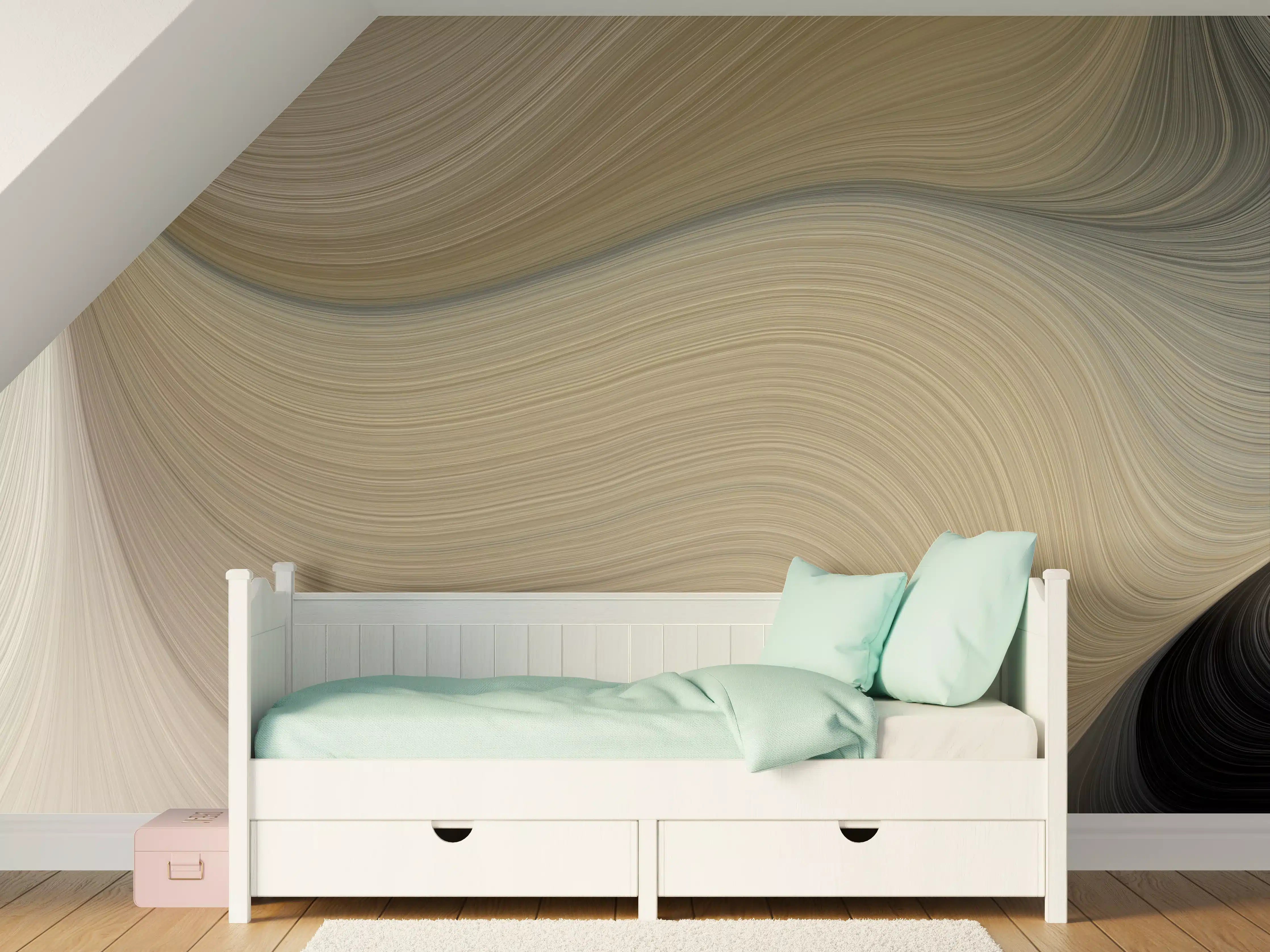 Kinderzimmer Wandgestaltung - Weiße und beige Farbverlauf mit dunklen Akzenten
