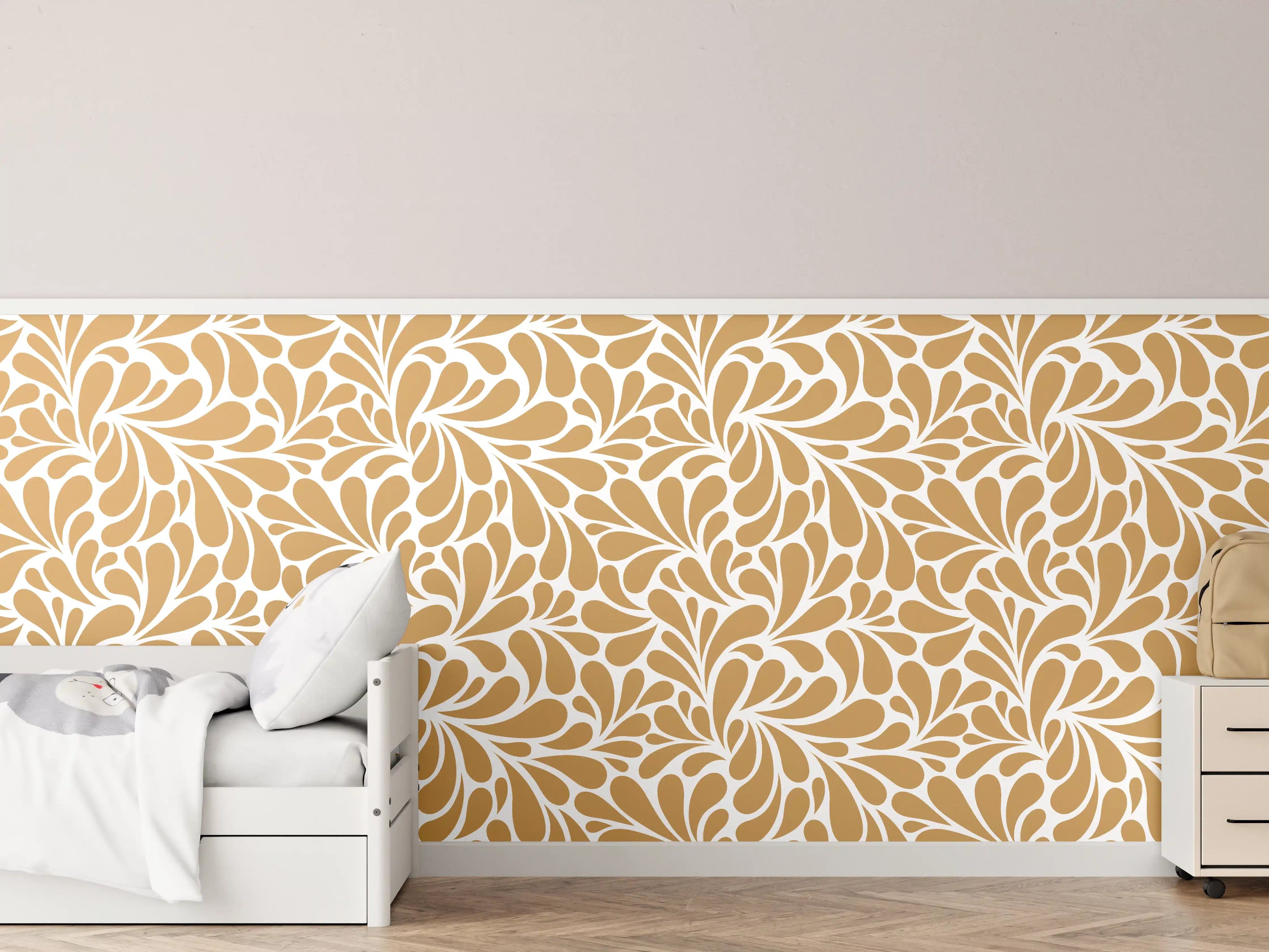 Kinderzimmer Wandgestaltung - Weiße und goldene dekorative Wandgestaltung