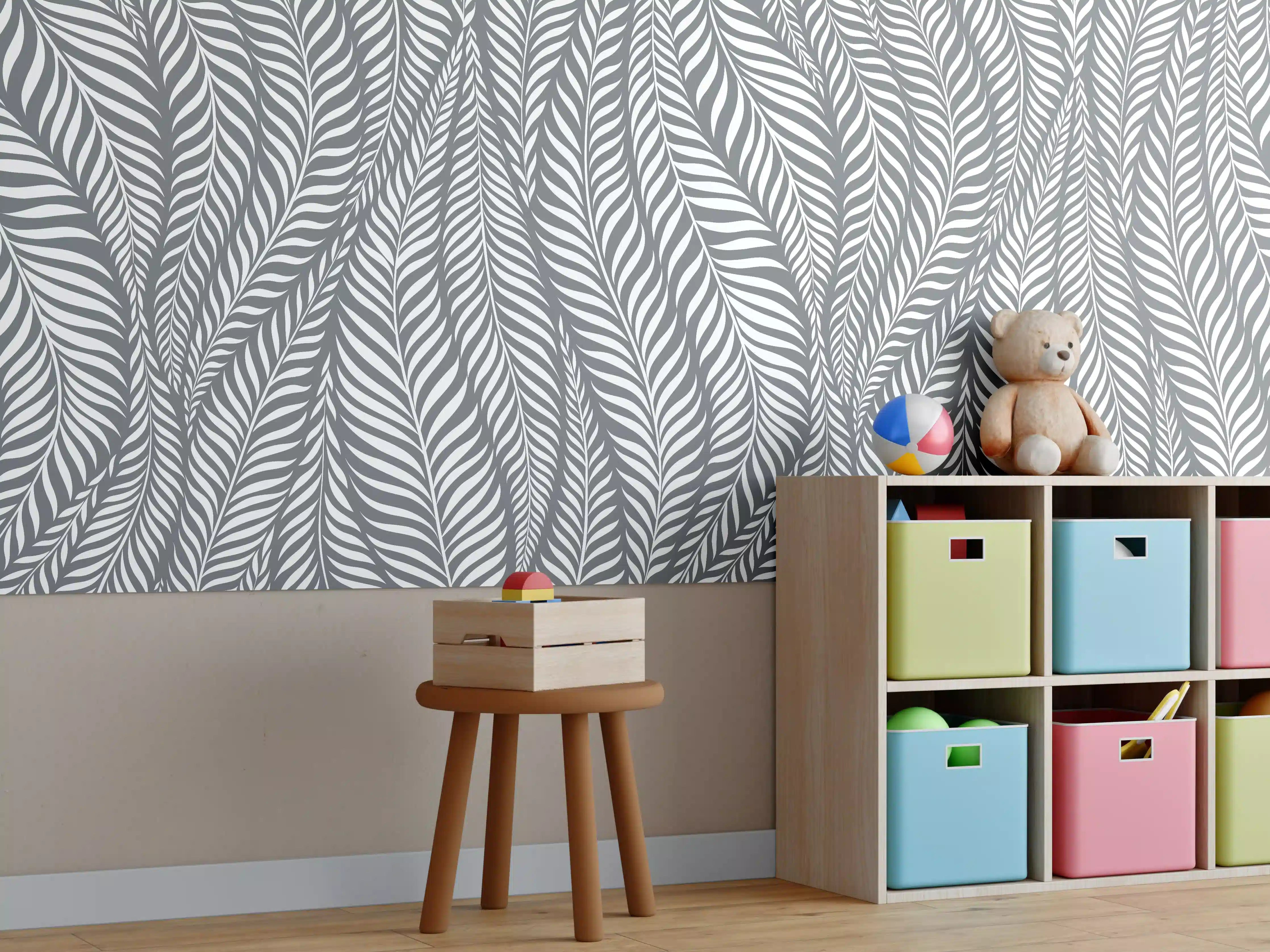 Kinderzimmer Wandgestaltung - Weiße und graue Natur-Textur