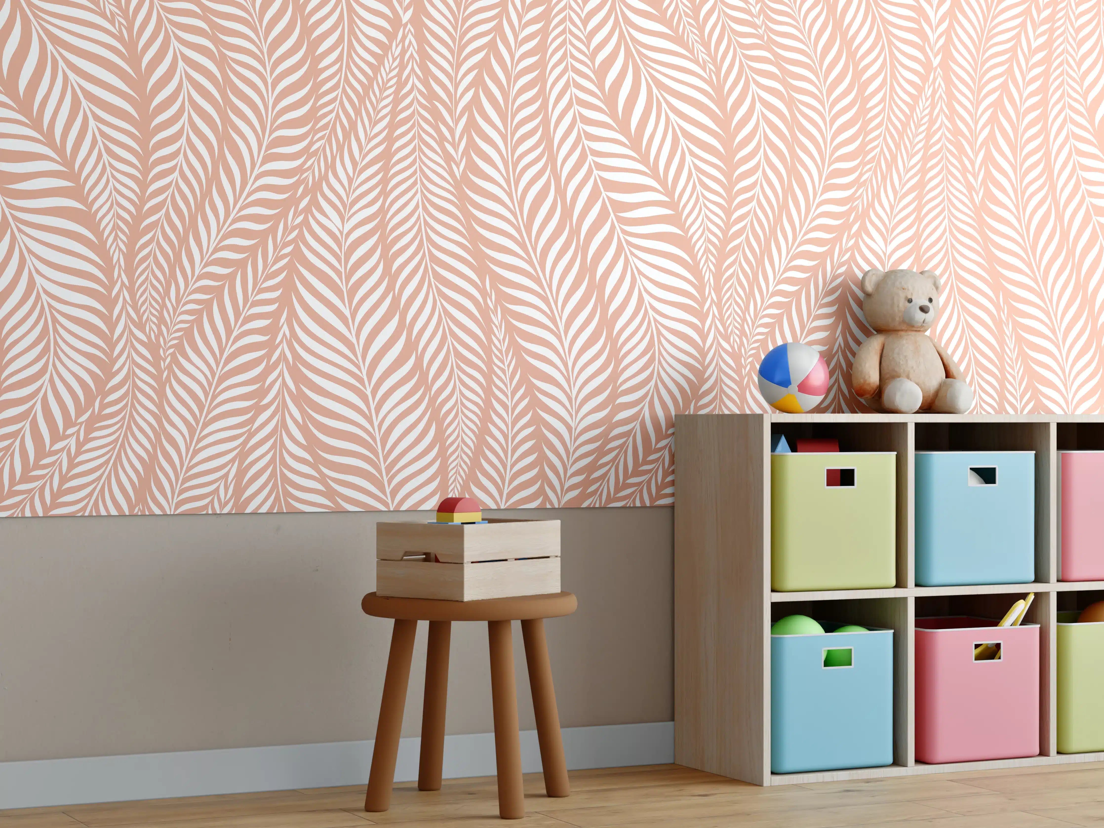 Kinderzimmer Wandgestaltung - Weiße und graue zarte Muster