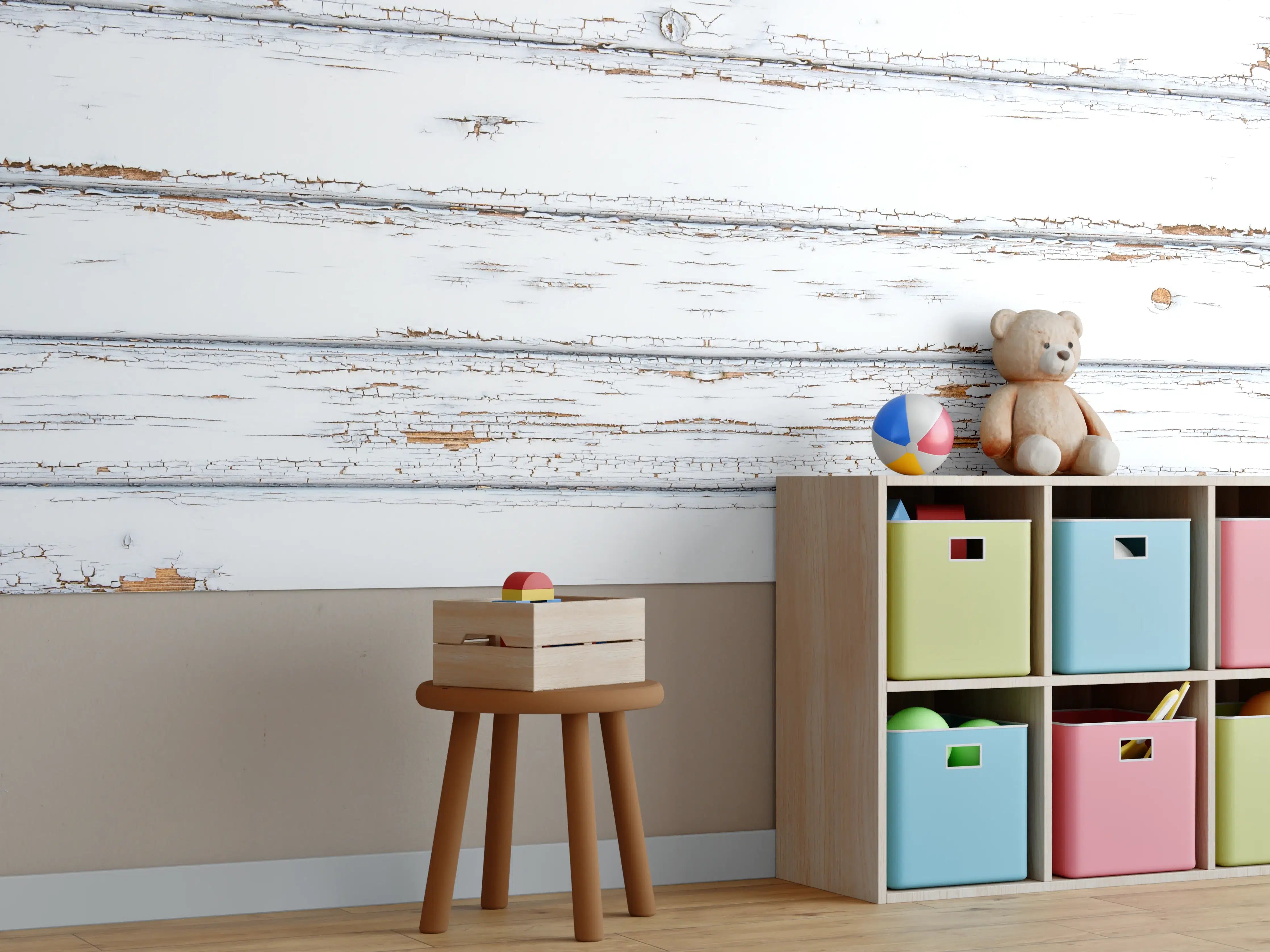 Kinderzimmer Wandgestaltung - Weiße zerfallenden Holz