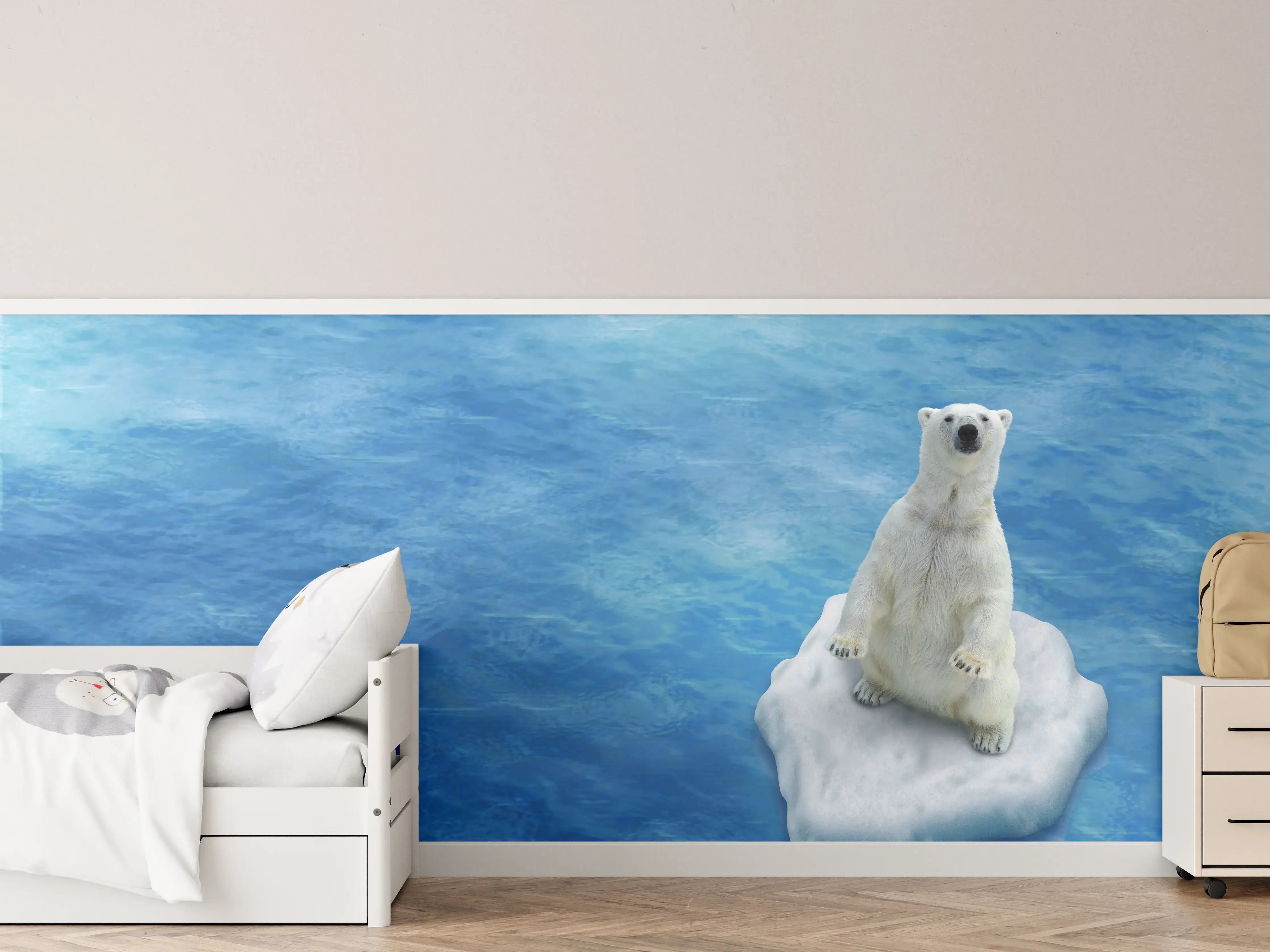 Kinderzimmer Wandgestaltung - Weißer Eisbär treibend auf Eisscholle