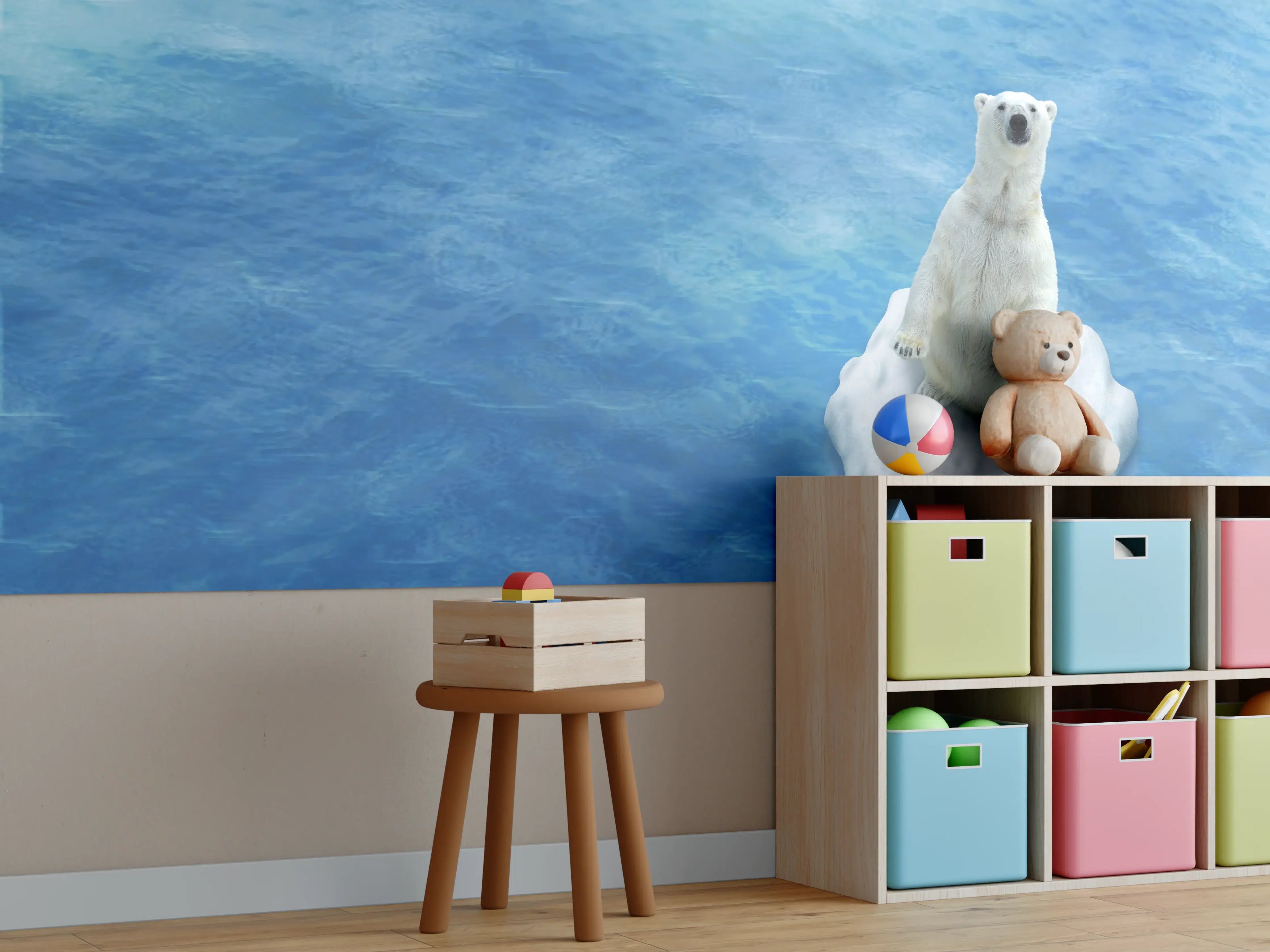 Kinderzimmer Wandgestaltung - Weißer Eisbär treibend auf Eisscholle