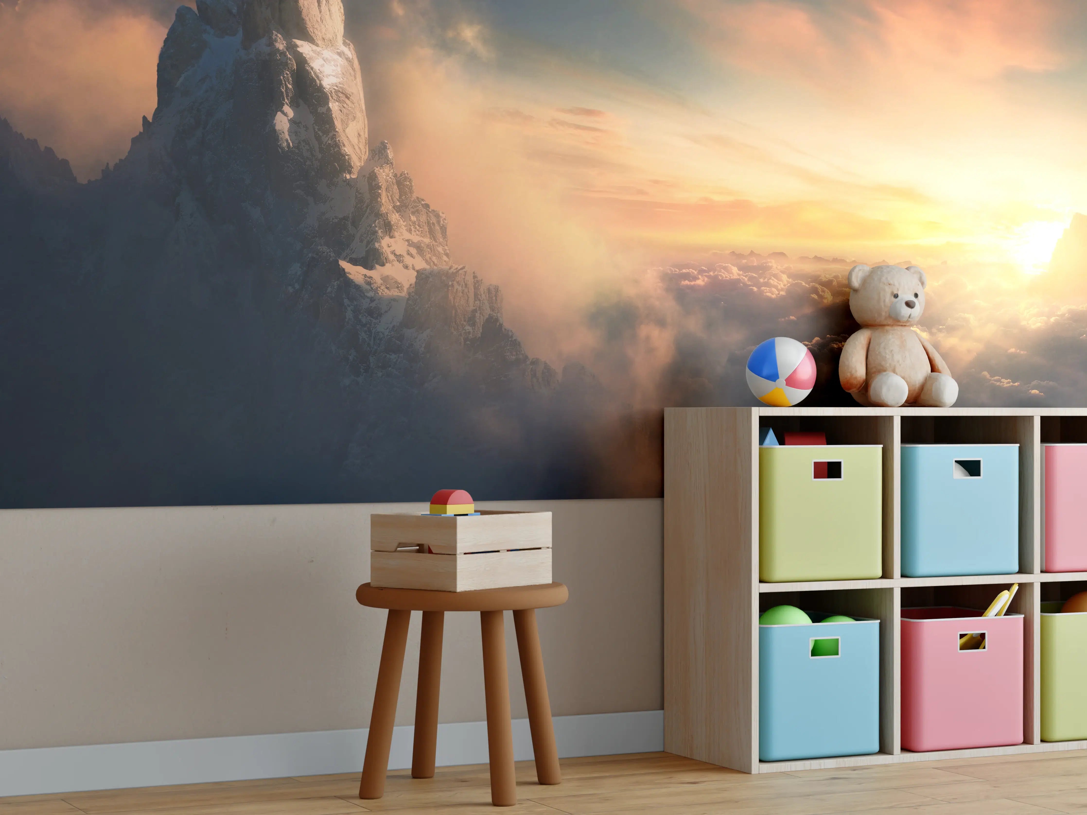 Kinderzimmer Wandgestaltung - Weißer Gipfel im Morgenlicht
