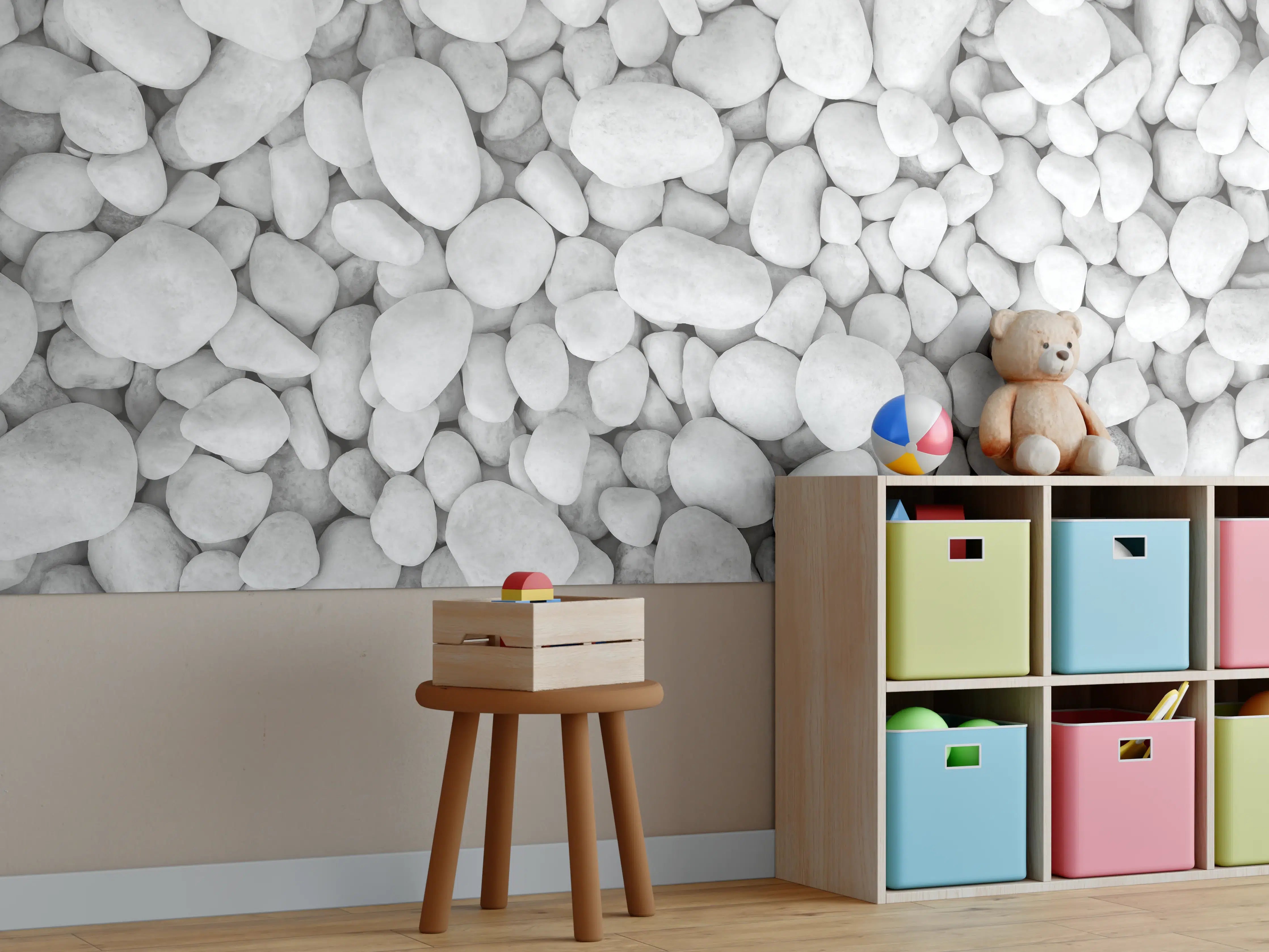 Kinderzimmer Wandgestaltung - Weißer Kieselstein