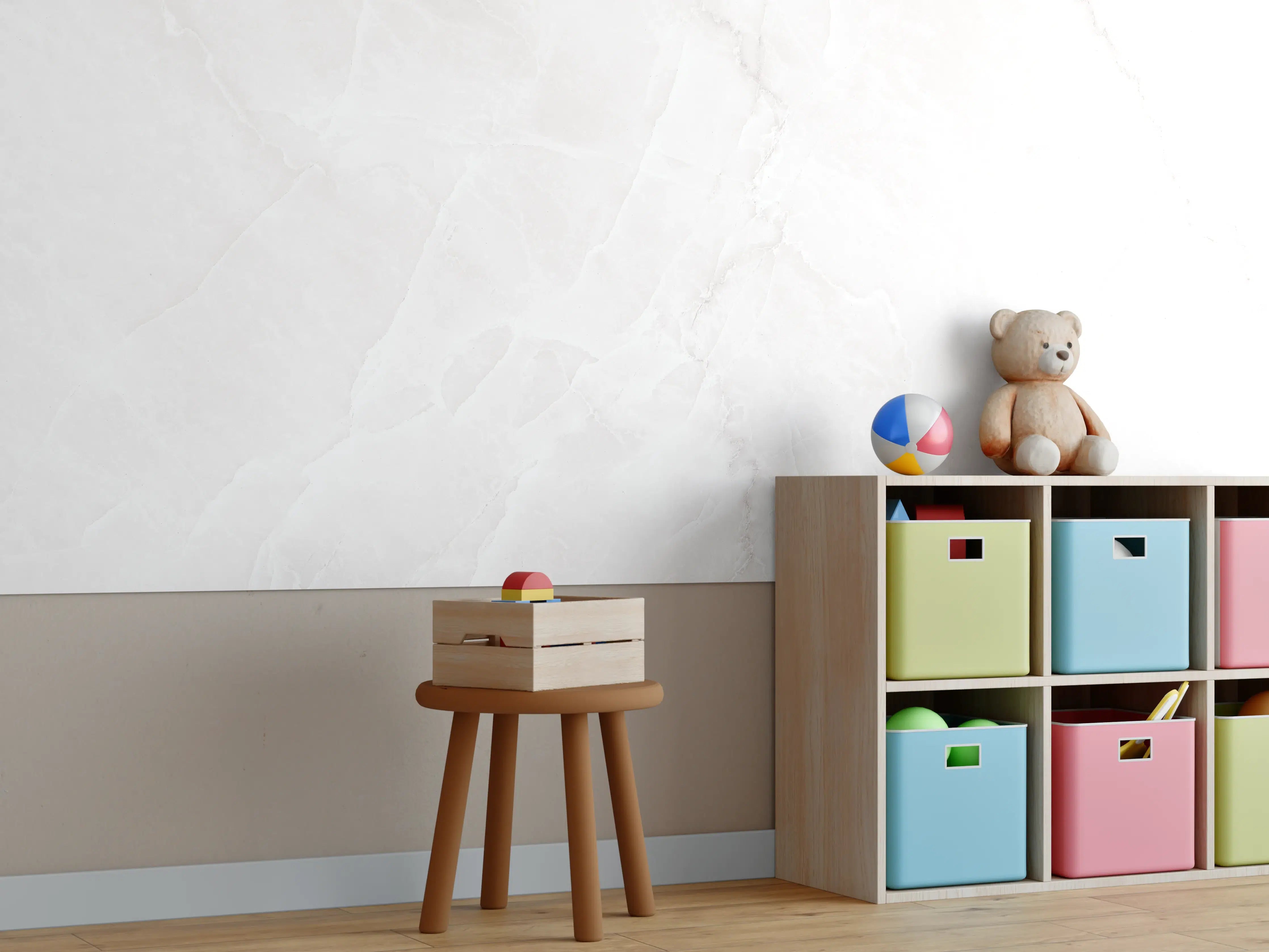 Kinderzimmer Wandgestaltung - Weißer Marmor