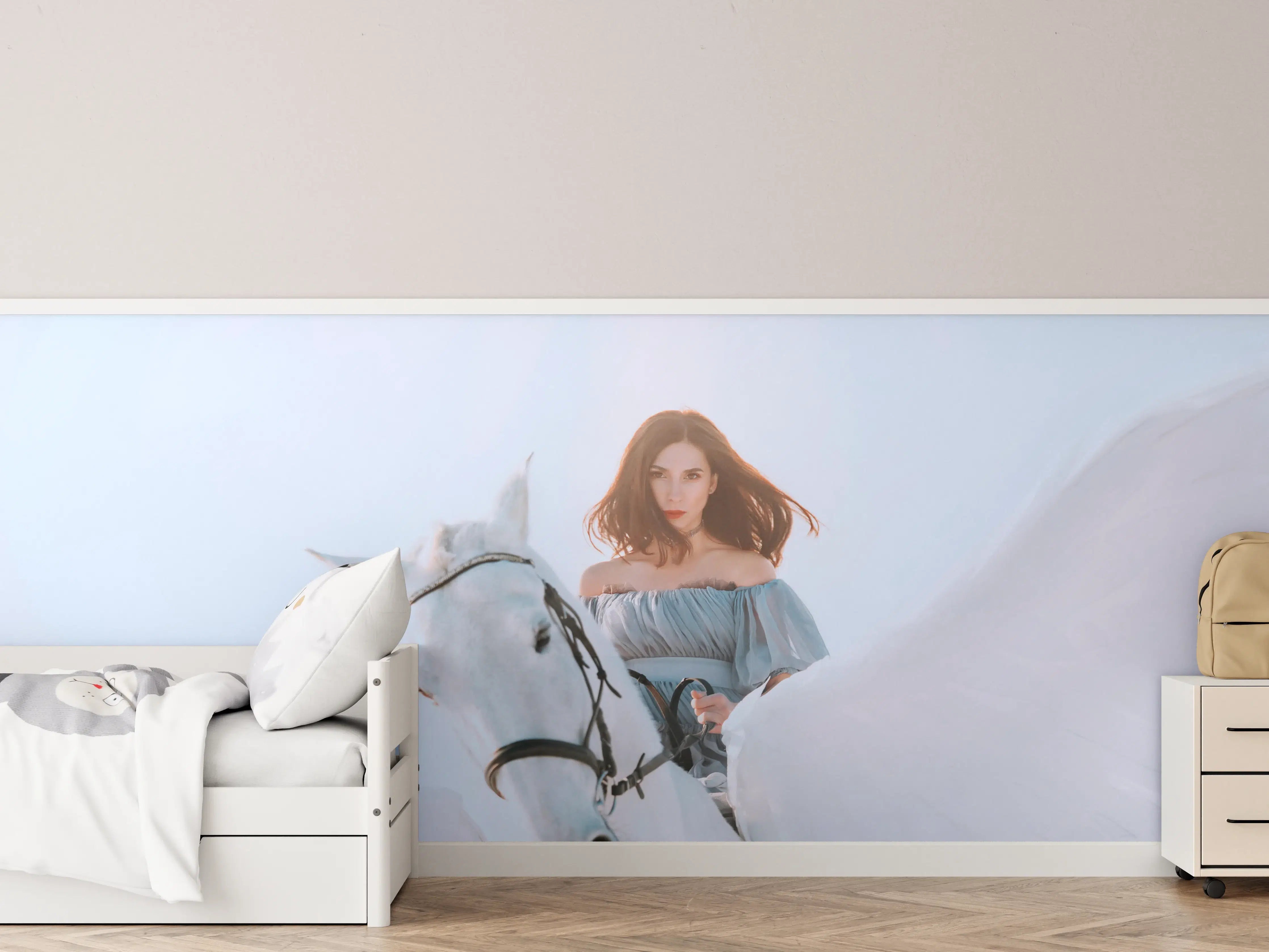 Kinderzimmer Wandgestaltung - Weißer Pegasus mit Engel