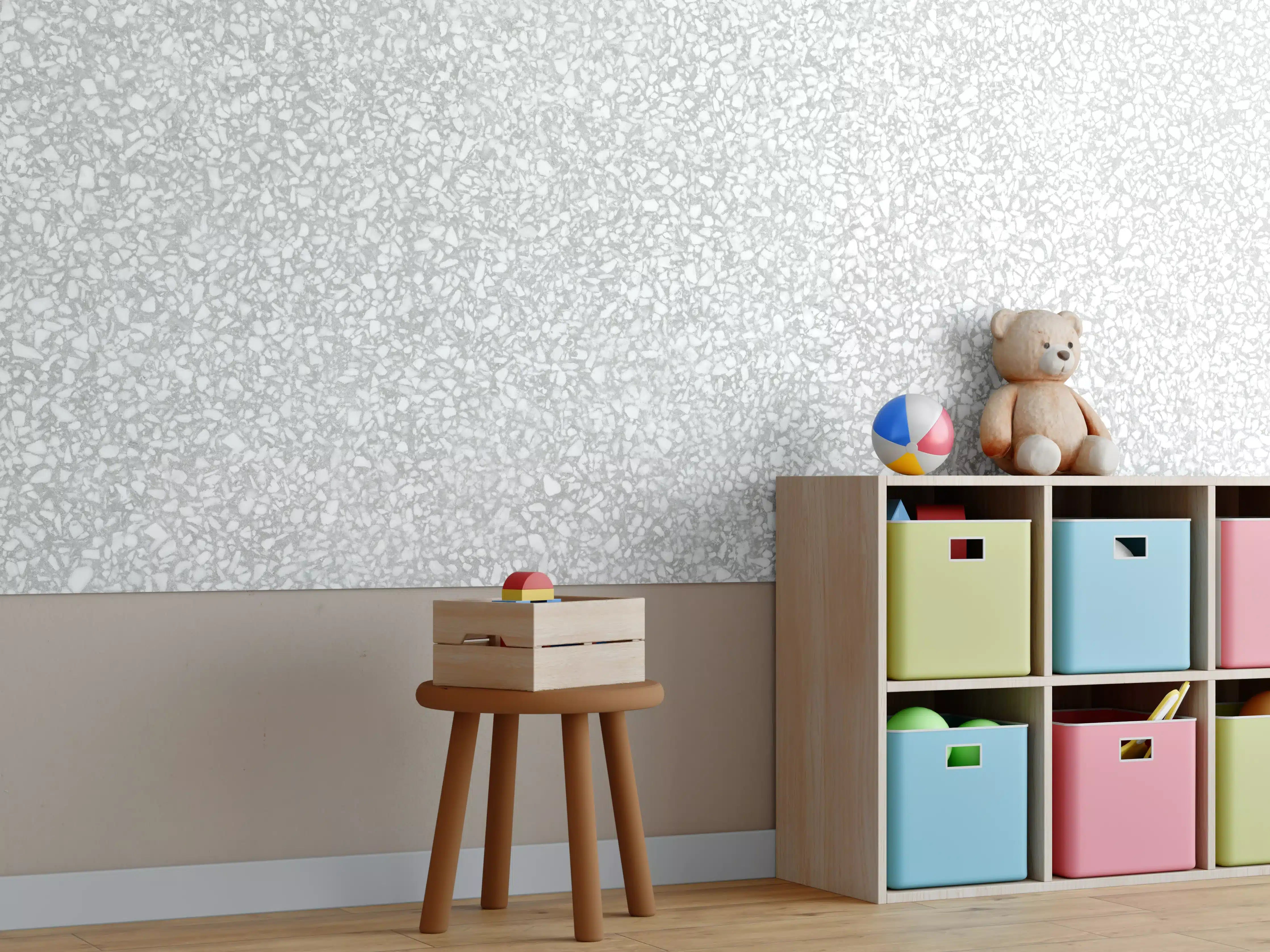 Kinderzimmer Wandgestaltung - Weißer Terrazzostein