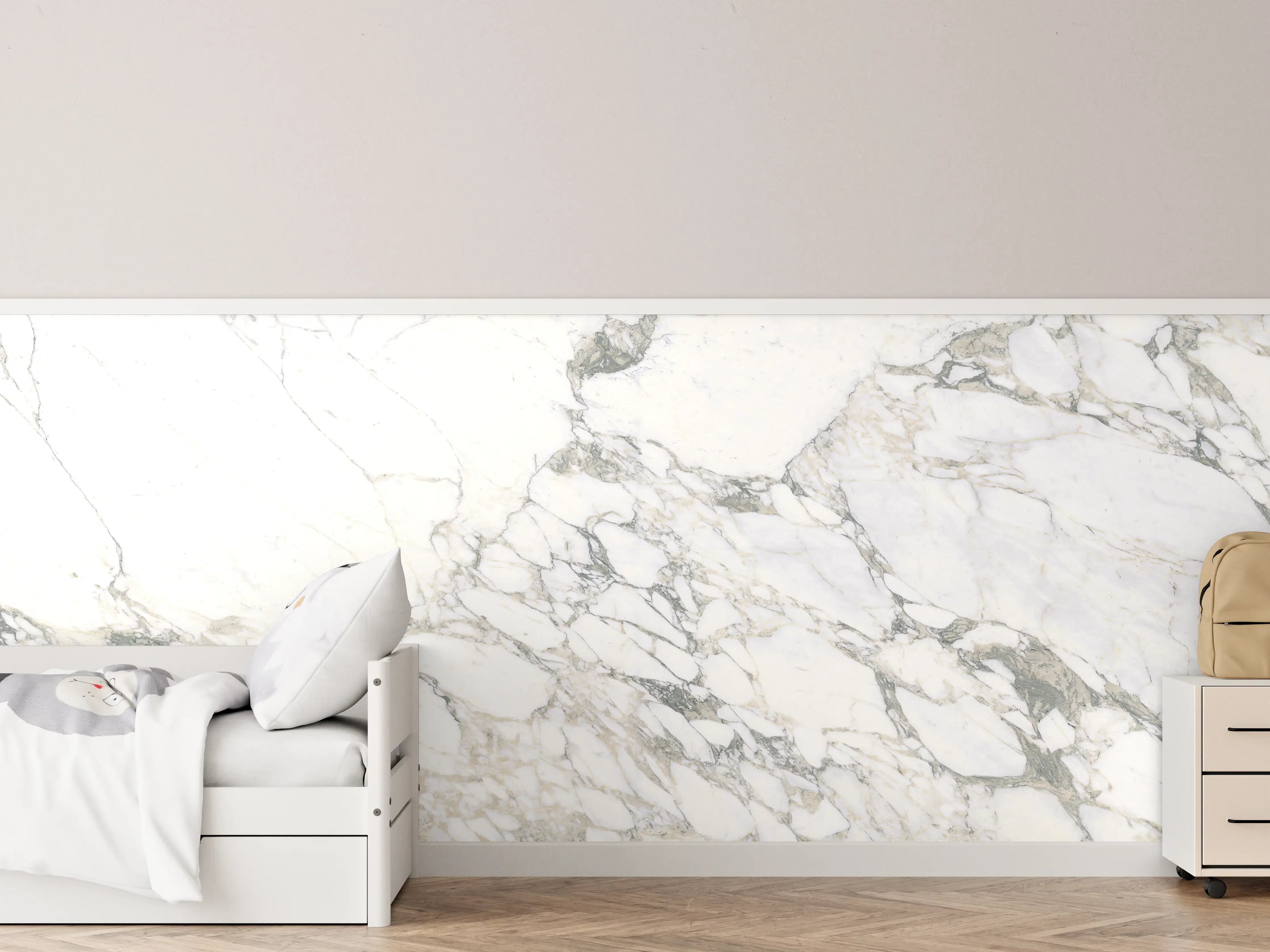 Kinderzimmer Wandgestaltung - Weißer brüchiger Marmor