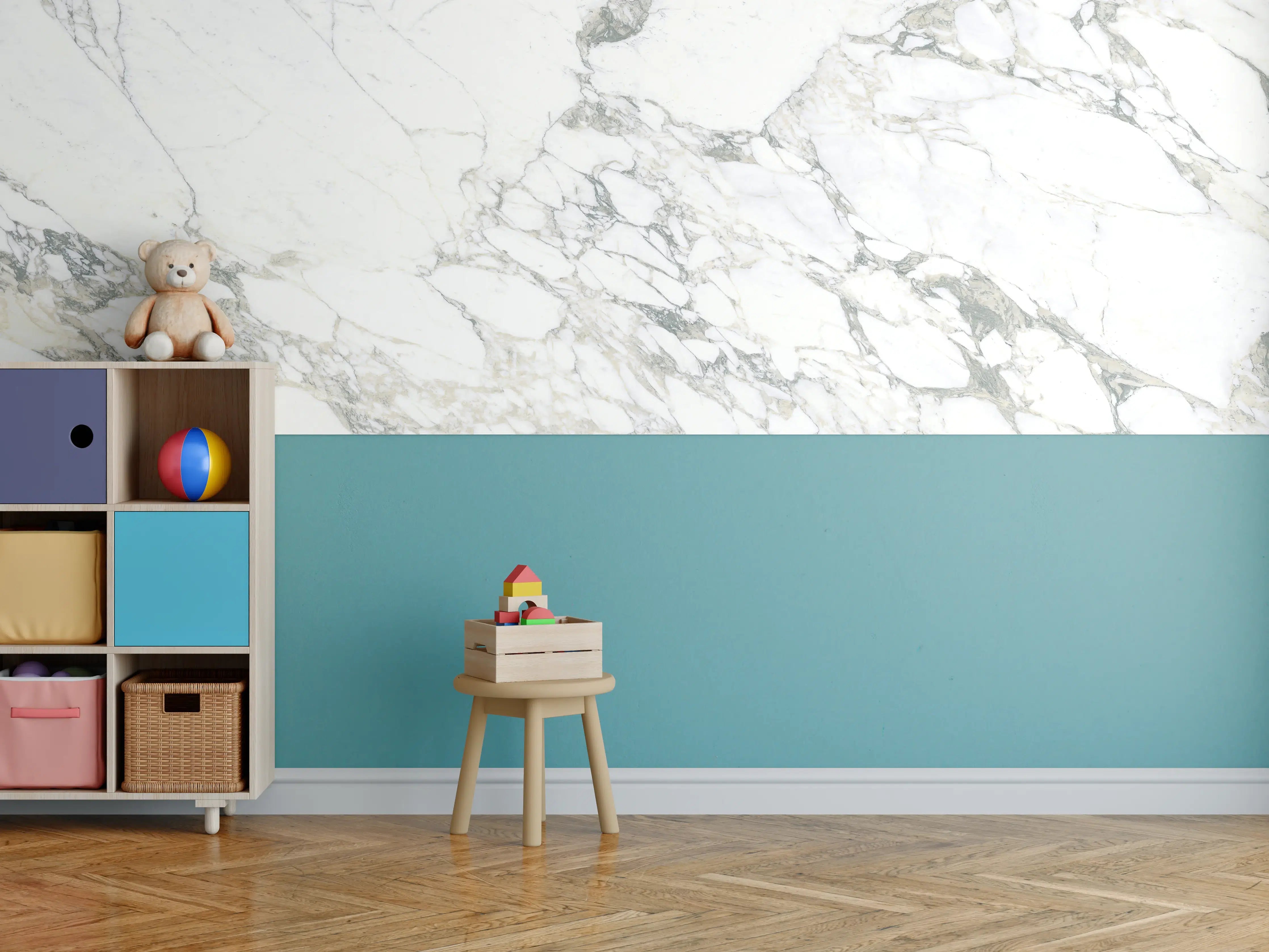 Kinderzimmer Wandgestaltung - Weißer brüchiger Marmor