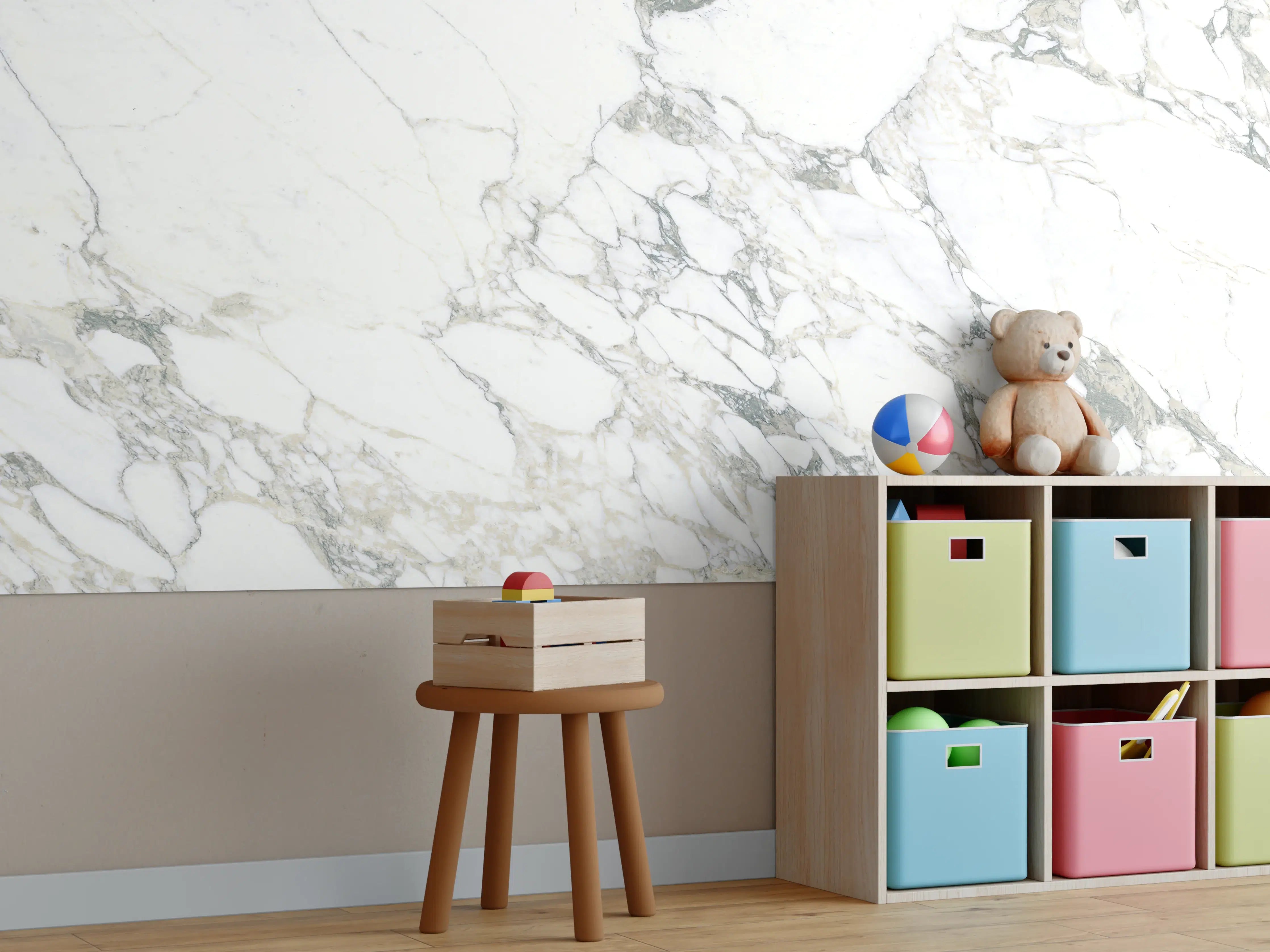 Kinderzimmer Wandgestaltung - Weißer brüchiger Marmor