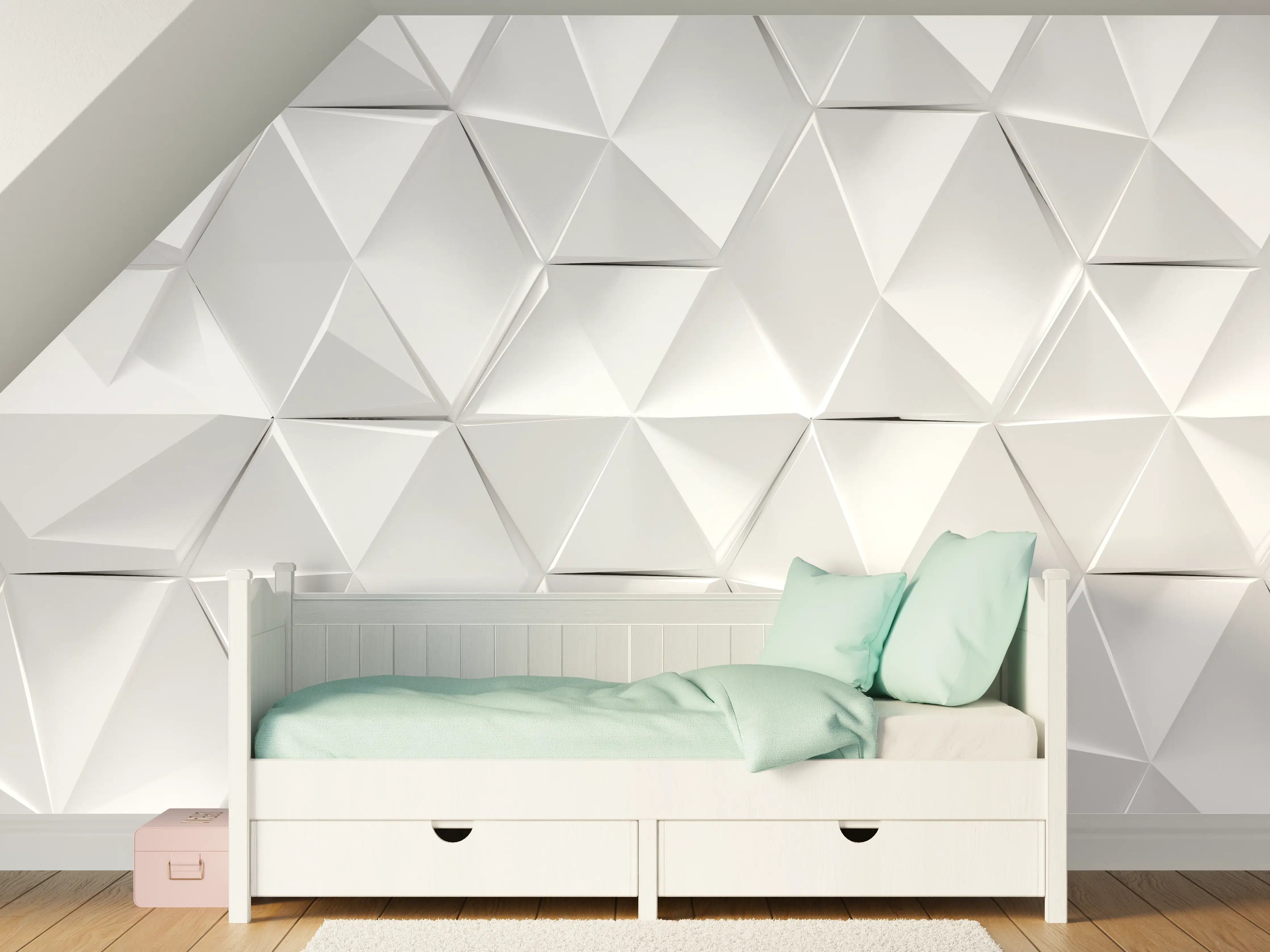Kinderzimmer Wandgestaltung - Weißer futuristischer Hintergrund