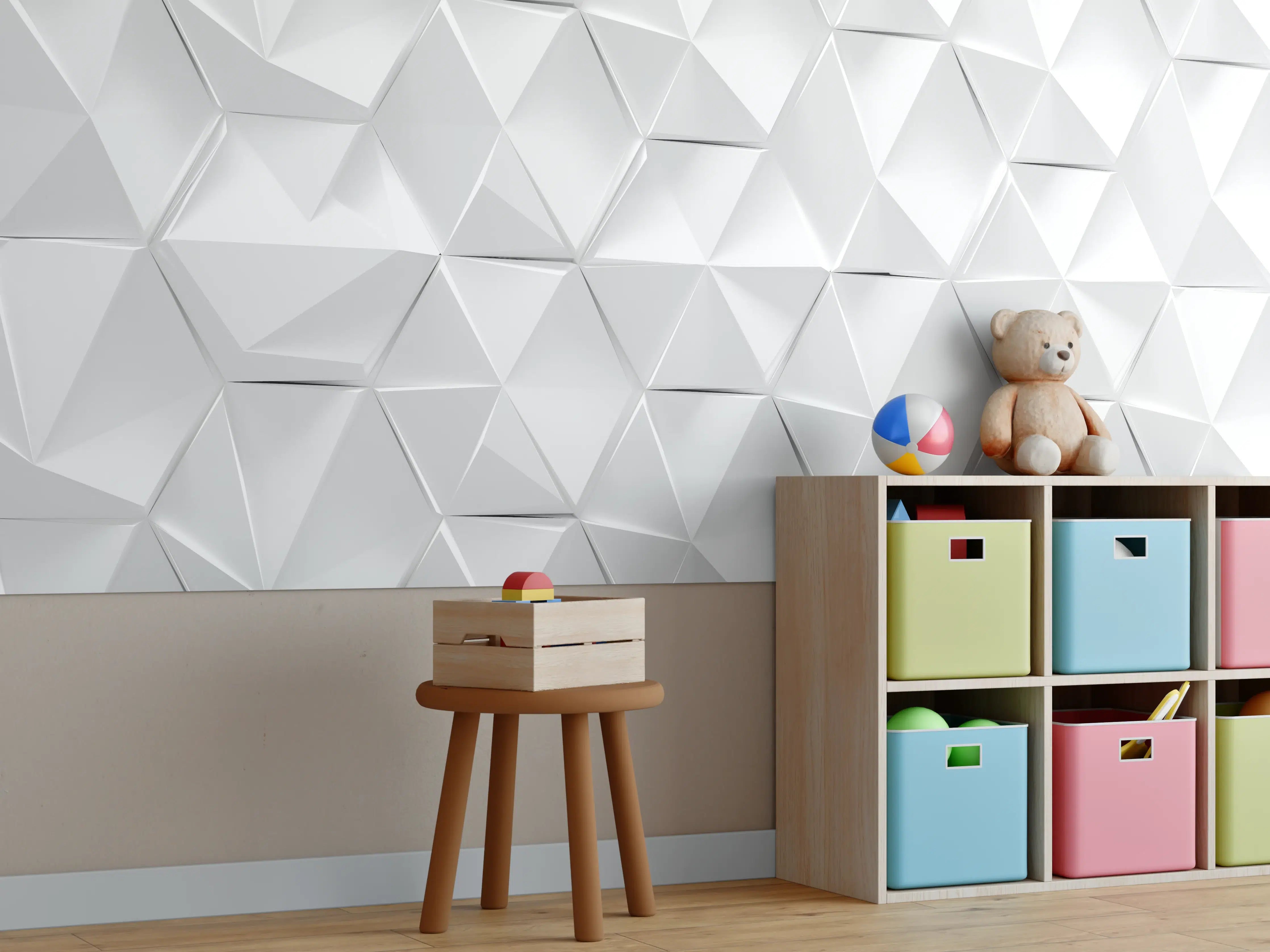 Kinderzimmer Wandgestaltung - Weißer futuristischer Hintergrund