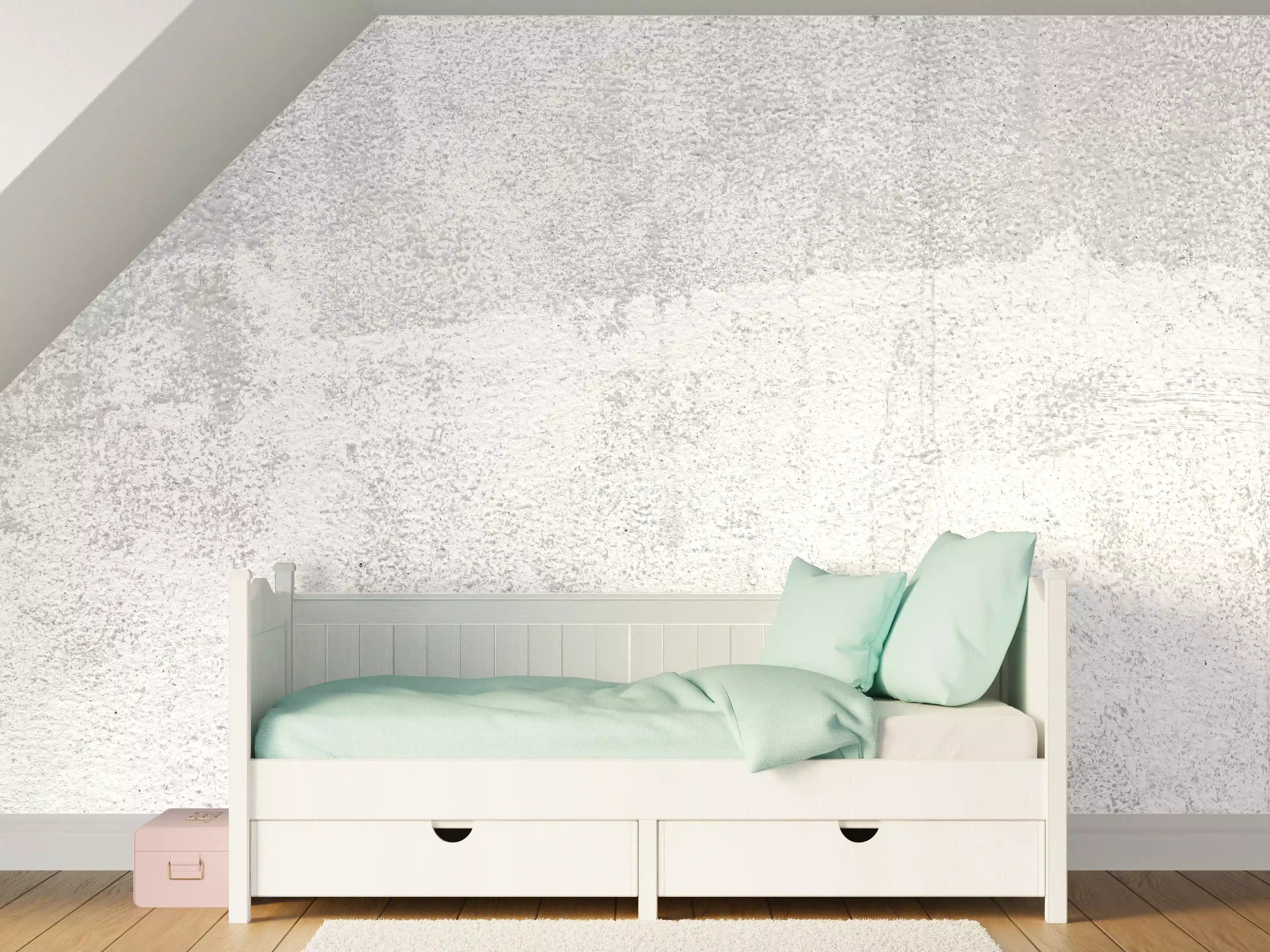Kinderzimmer Wandgestaltung - Weißer rustikaler Zement