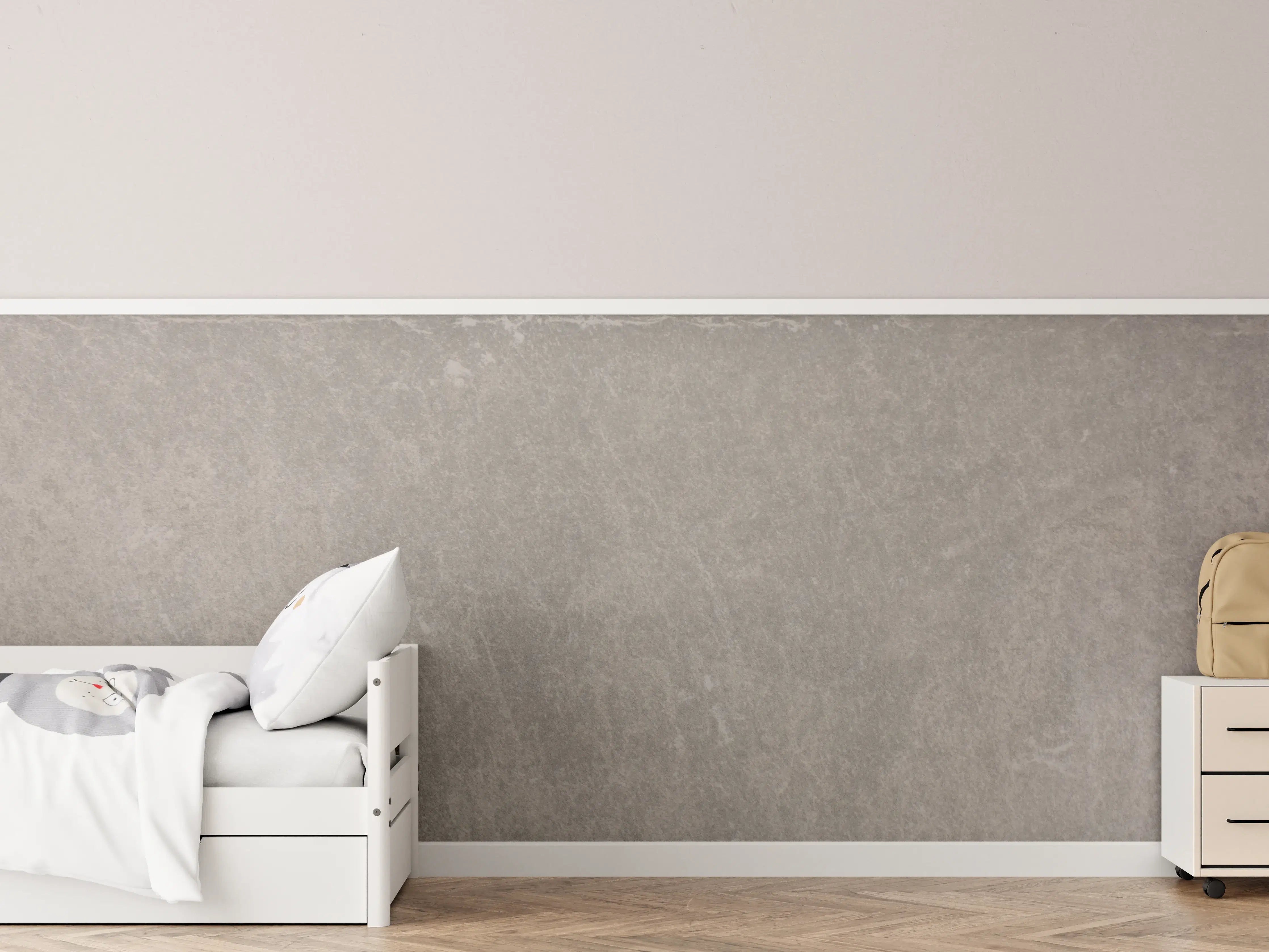 Kinderzimmer Wandgestaltung - Weißes Grau in Betonoptik