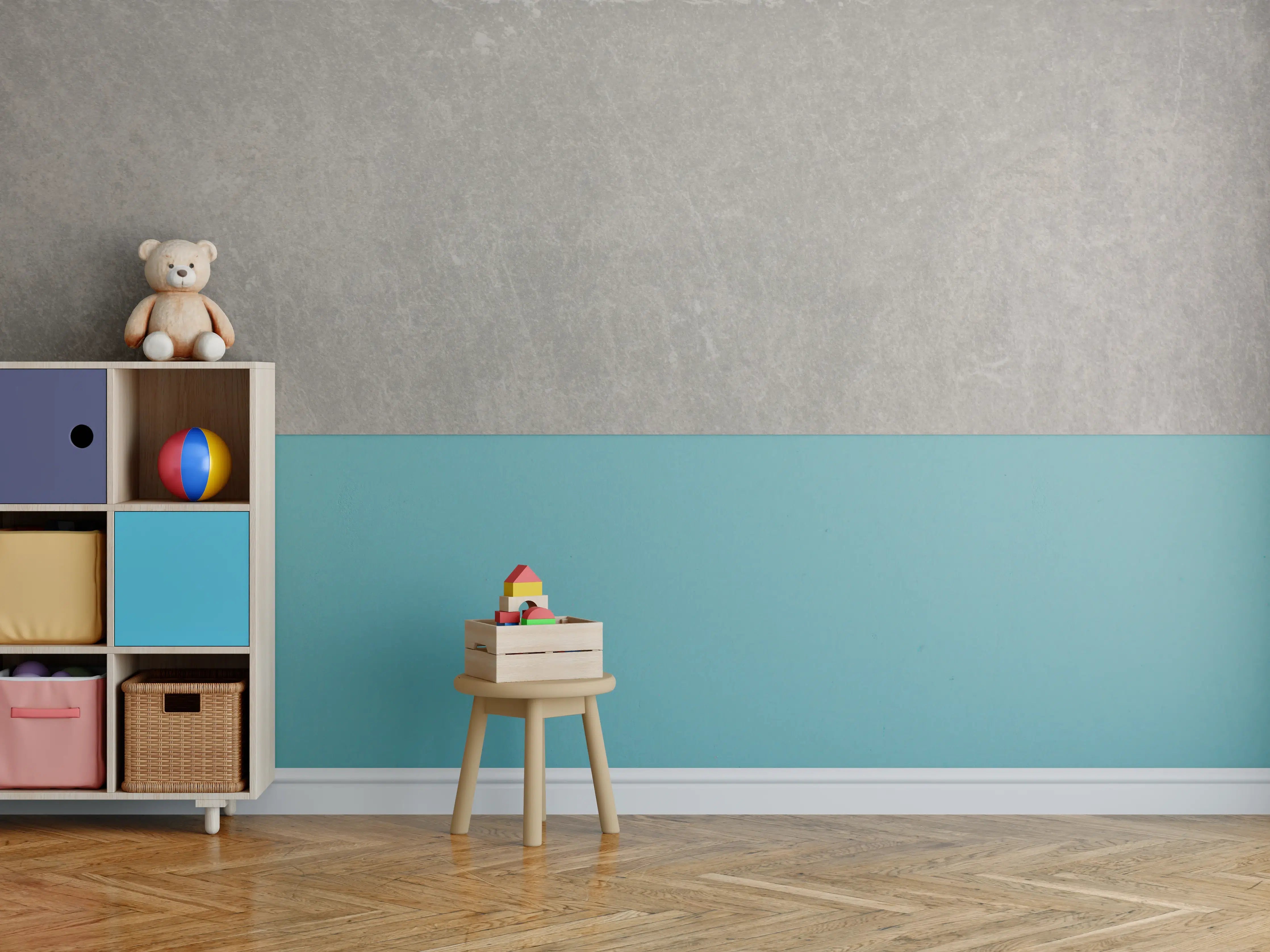 Kinderzimmer Wandgestaltung - Weißes Grau in Betonoptik