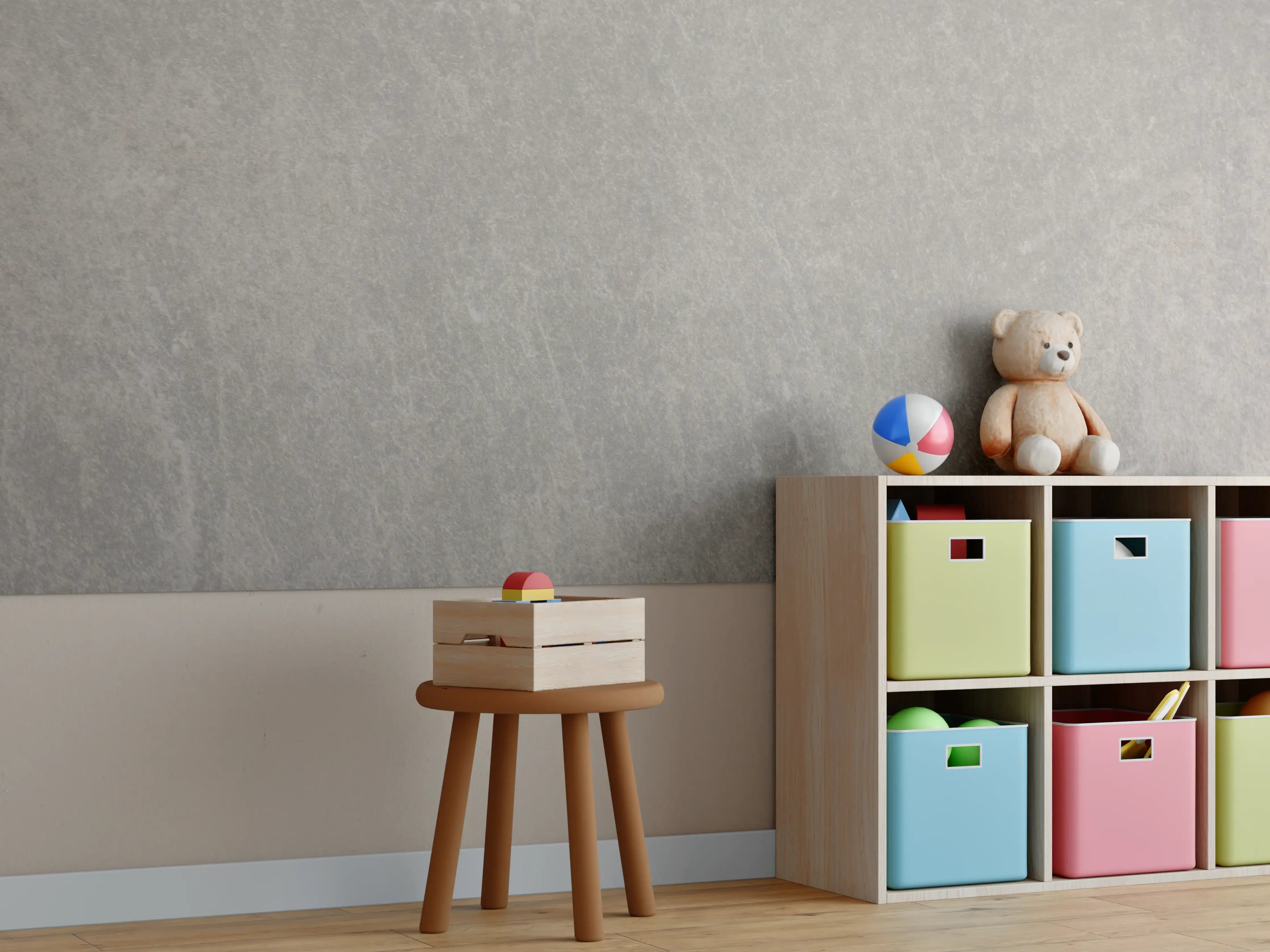 Kinderzimmer Wandgestaltung - Weißes Grau in Betonoptik