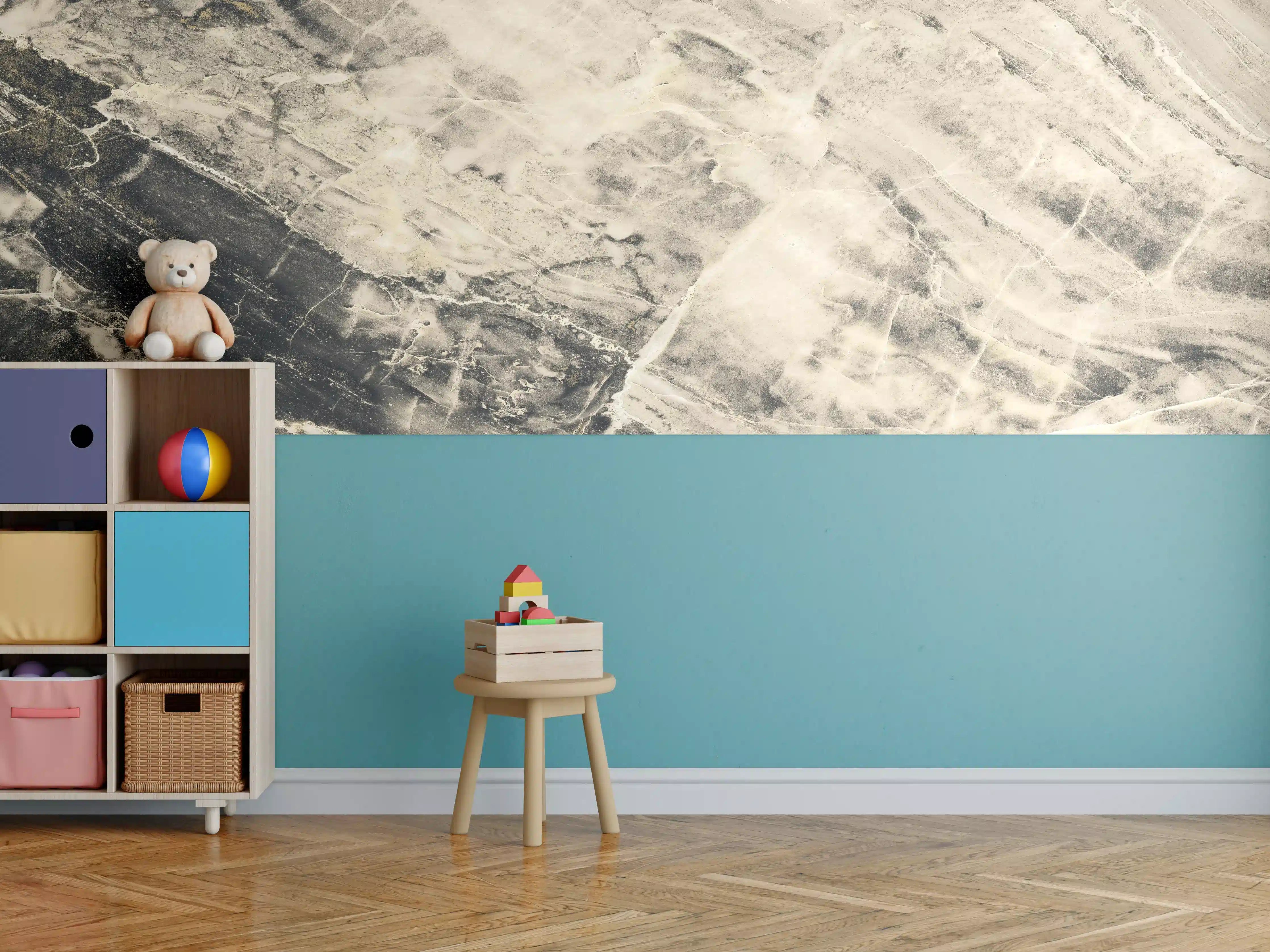 Kinderzimmer Wandgestaltung - Weißliche Marmormuster