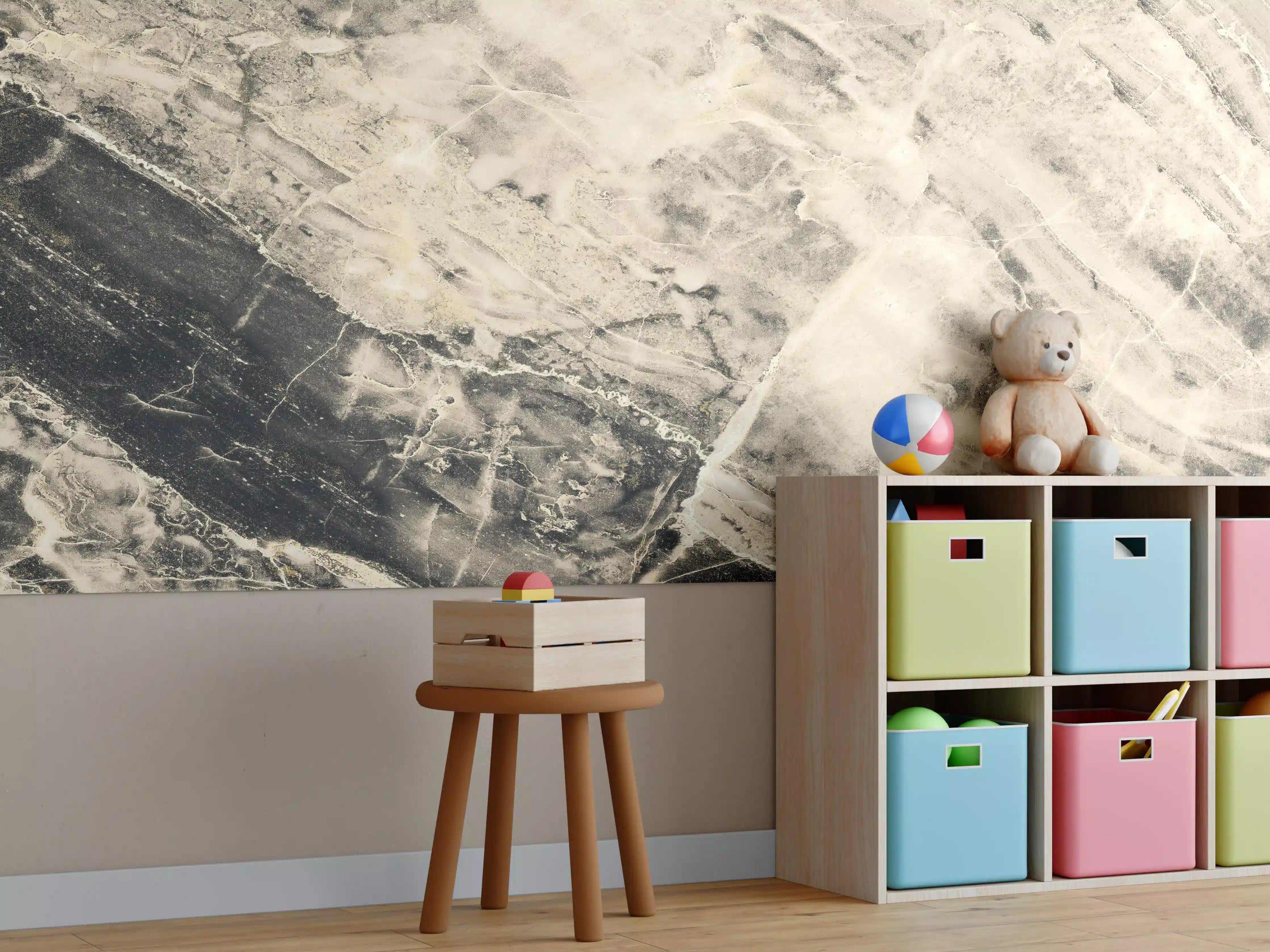 Kinderzimmer Wandgestaltung - Weißliche Marmormuster