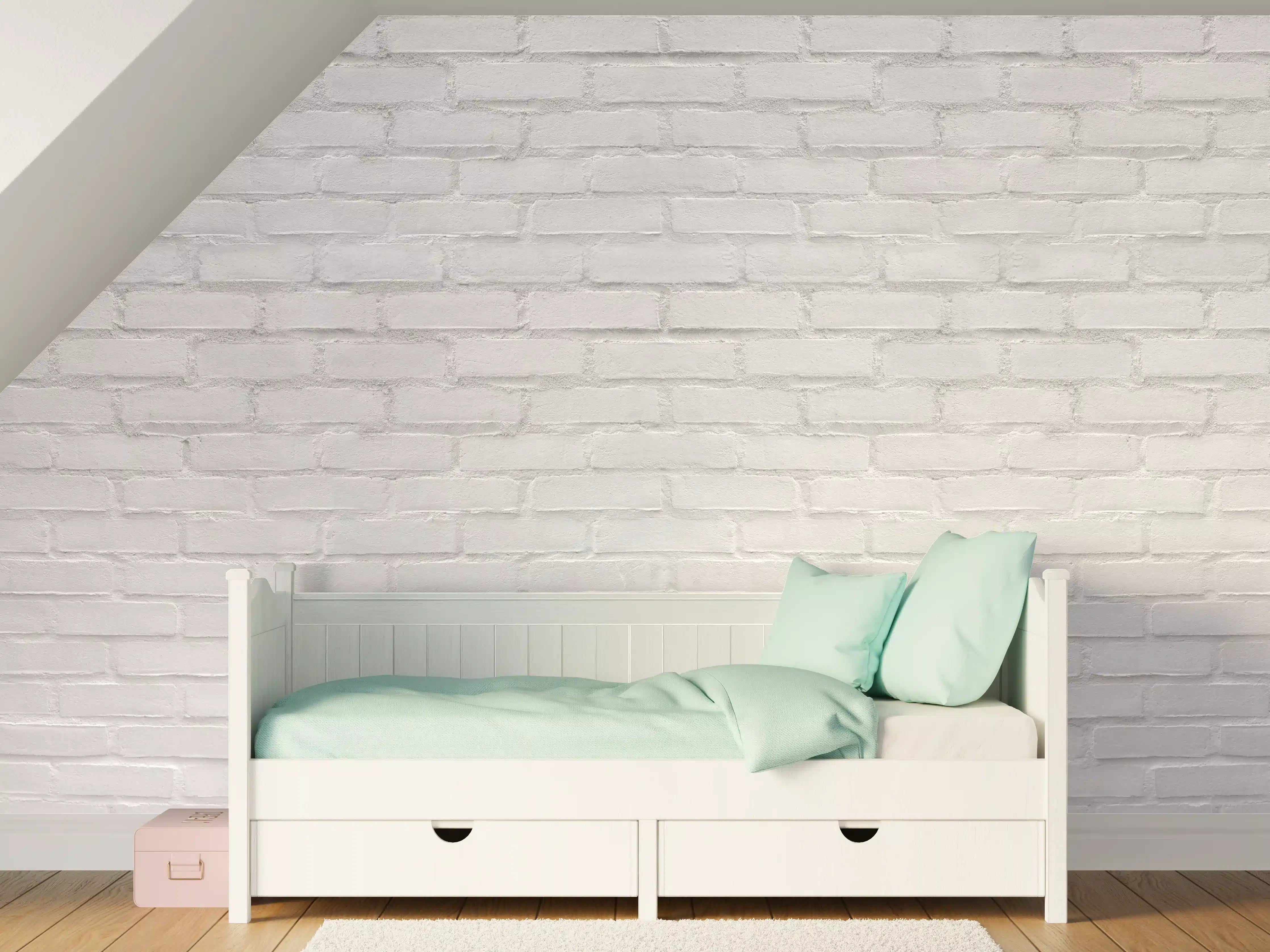 Kinderzimmer Wandgestaltung - Weißliche Ziegelwand