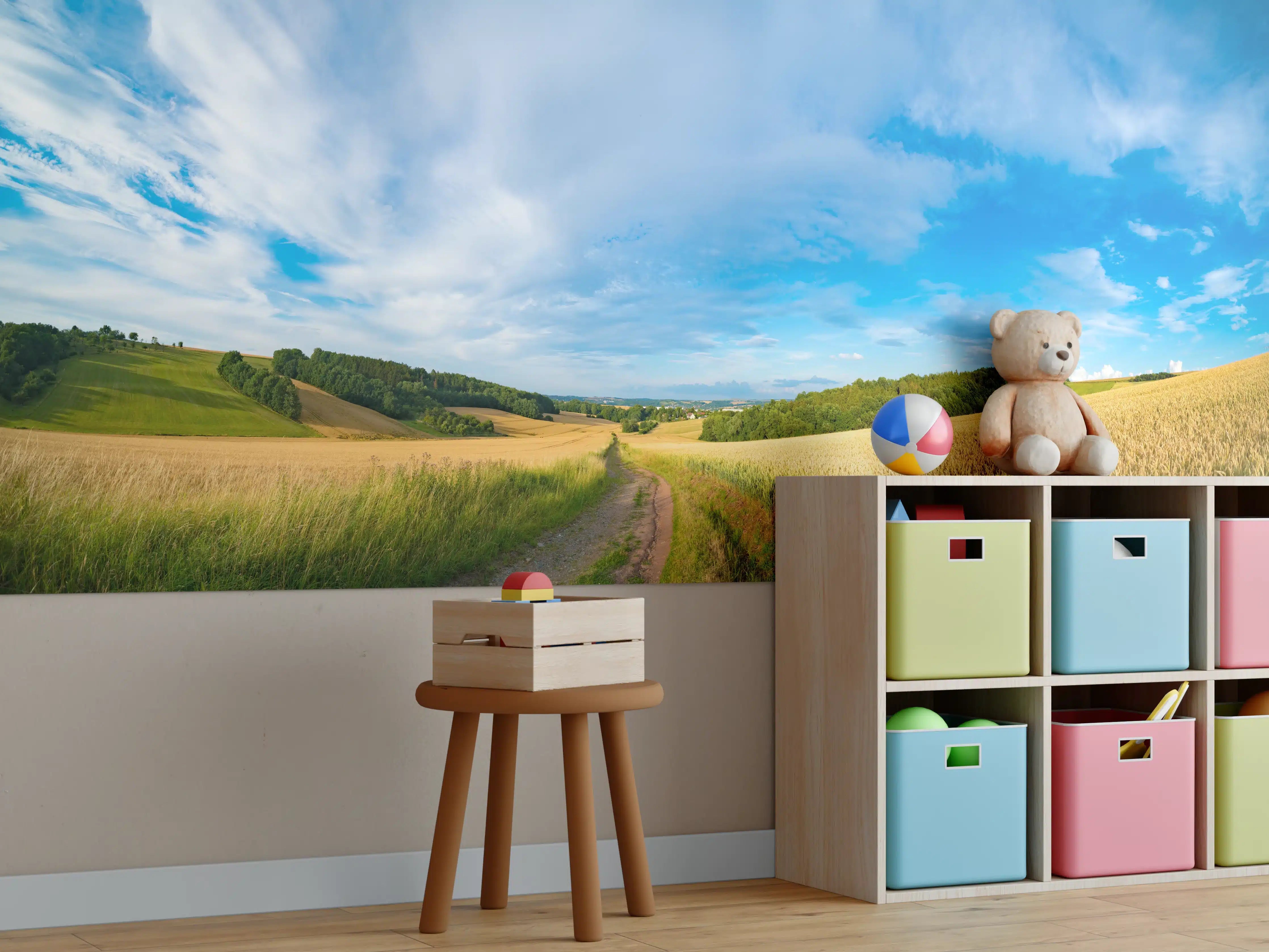 Kinderzimmer Wandgestaltung - Weizenfeldes am Morgen - Kansas