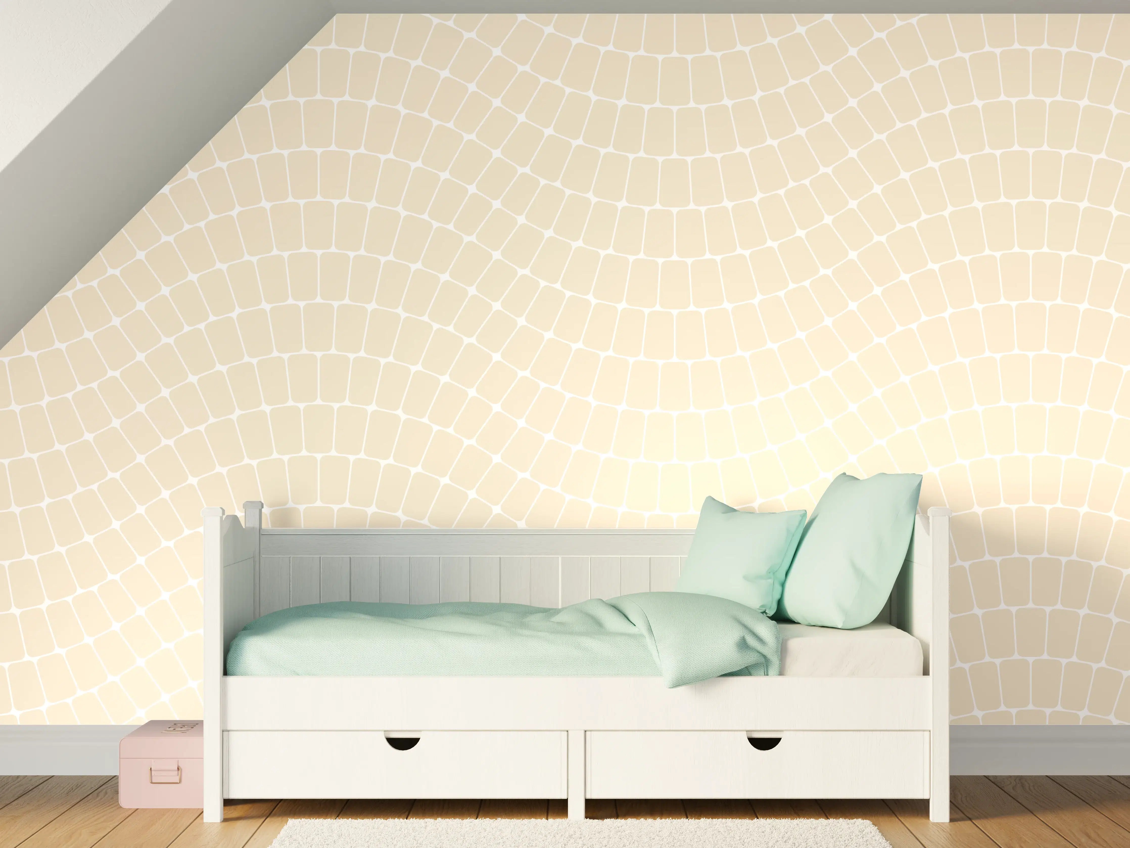 Kinderzimmer Wandgestaltung - Wellen in Creme: Elegante Wandgestaltung