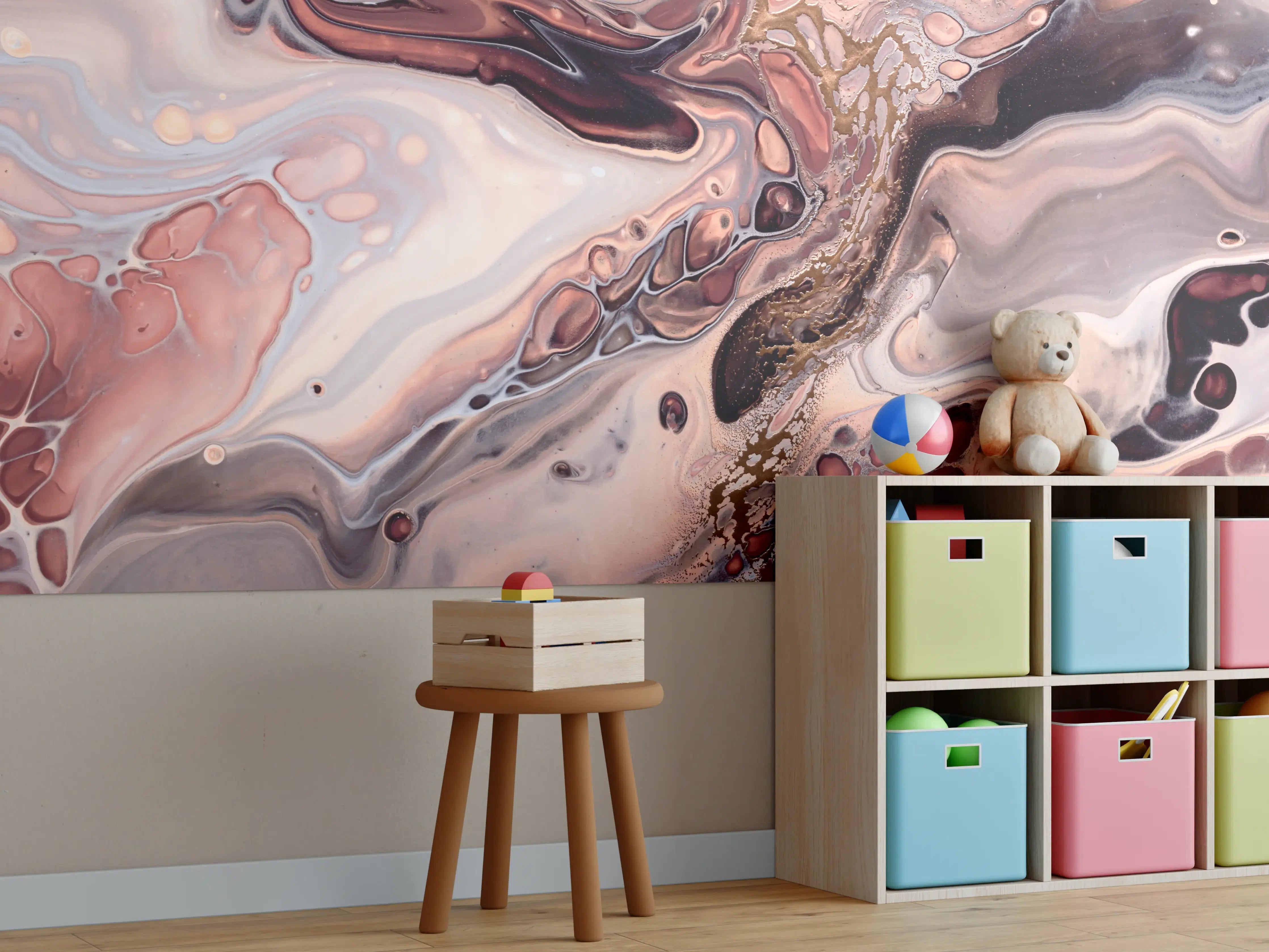 Kinderzimmer Wandgestaltung - Wellen und Blasen - Acryl-Flüssigkunst