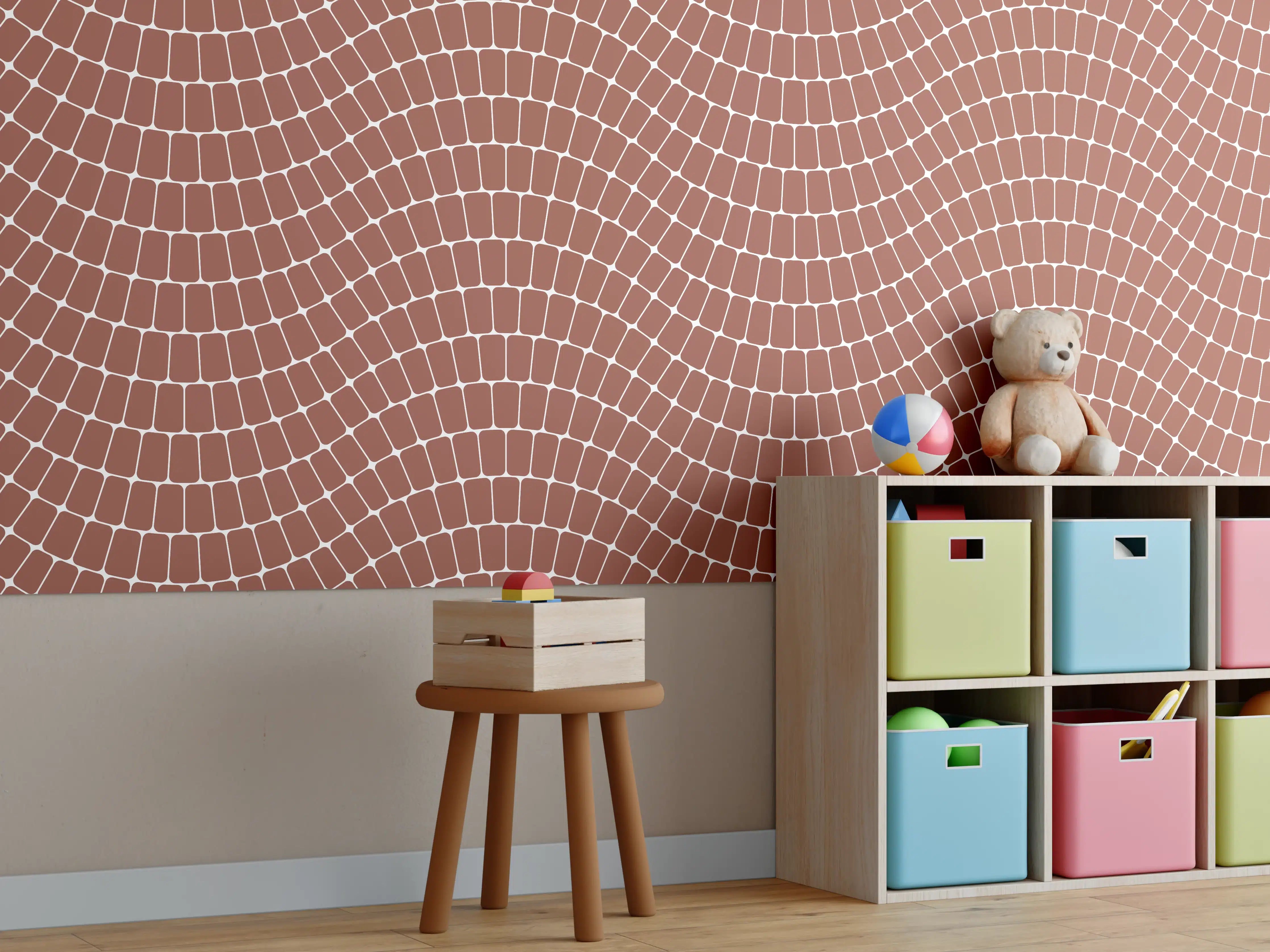 Kinderzimmer Wandgestaltung - Wellenförmige Roste in Kupferoptik