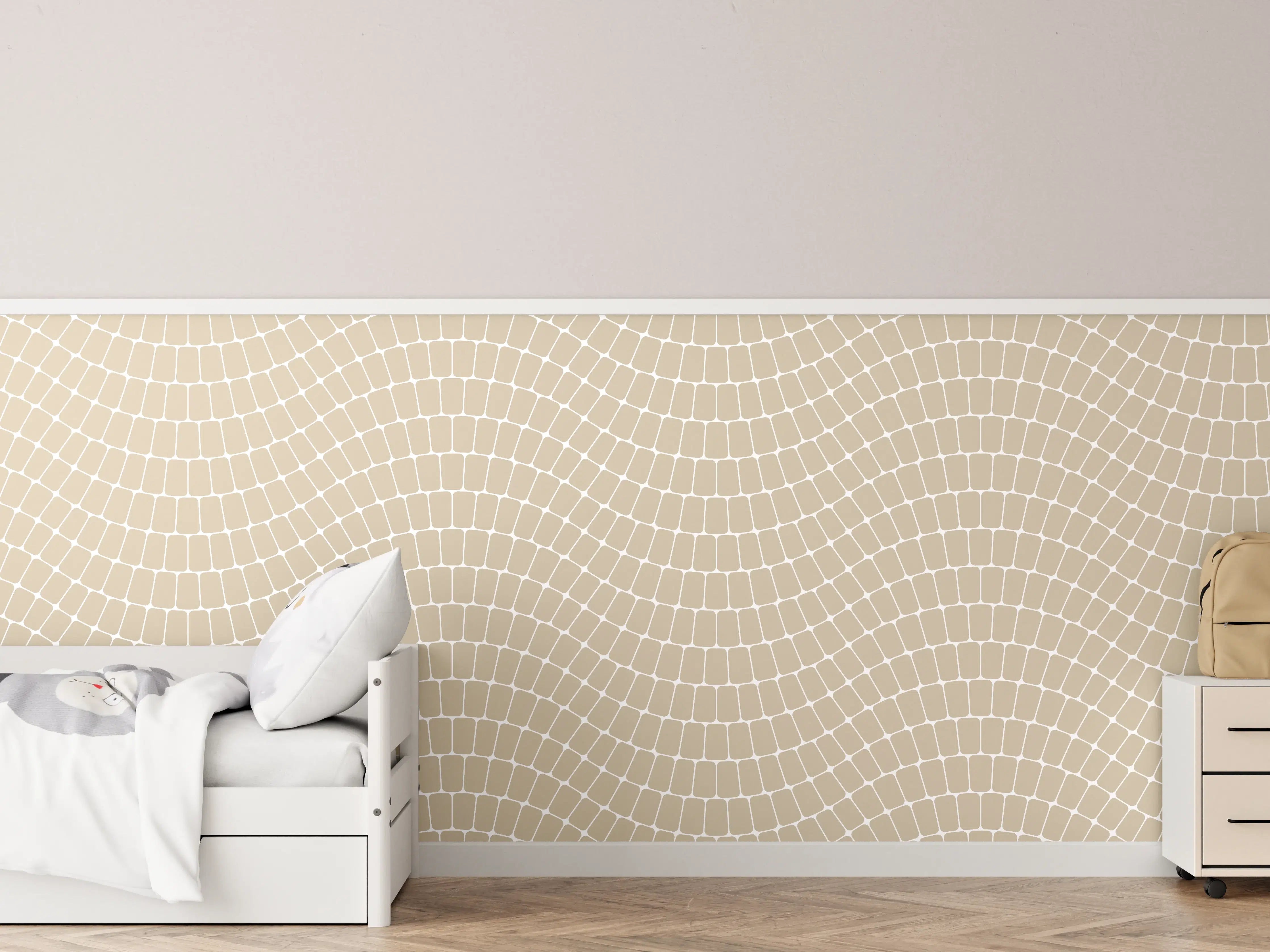 Kinderzimmer Wandgestaltung - Wellenmuster in Cremefarben