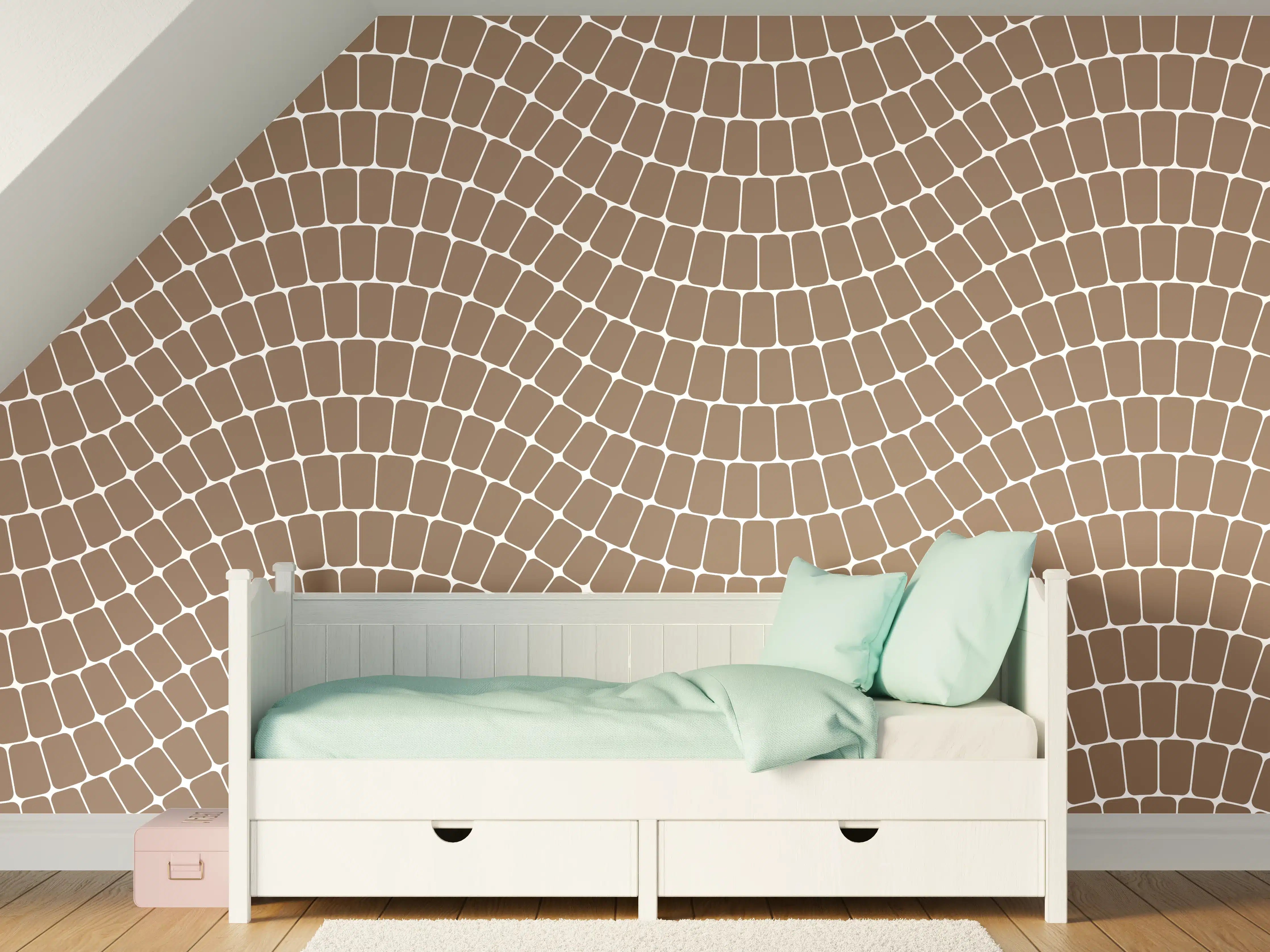 Kinderzimmer Wandgestaltung - Wellenmuster in Warmbraun