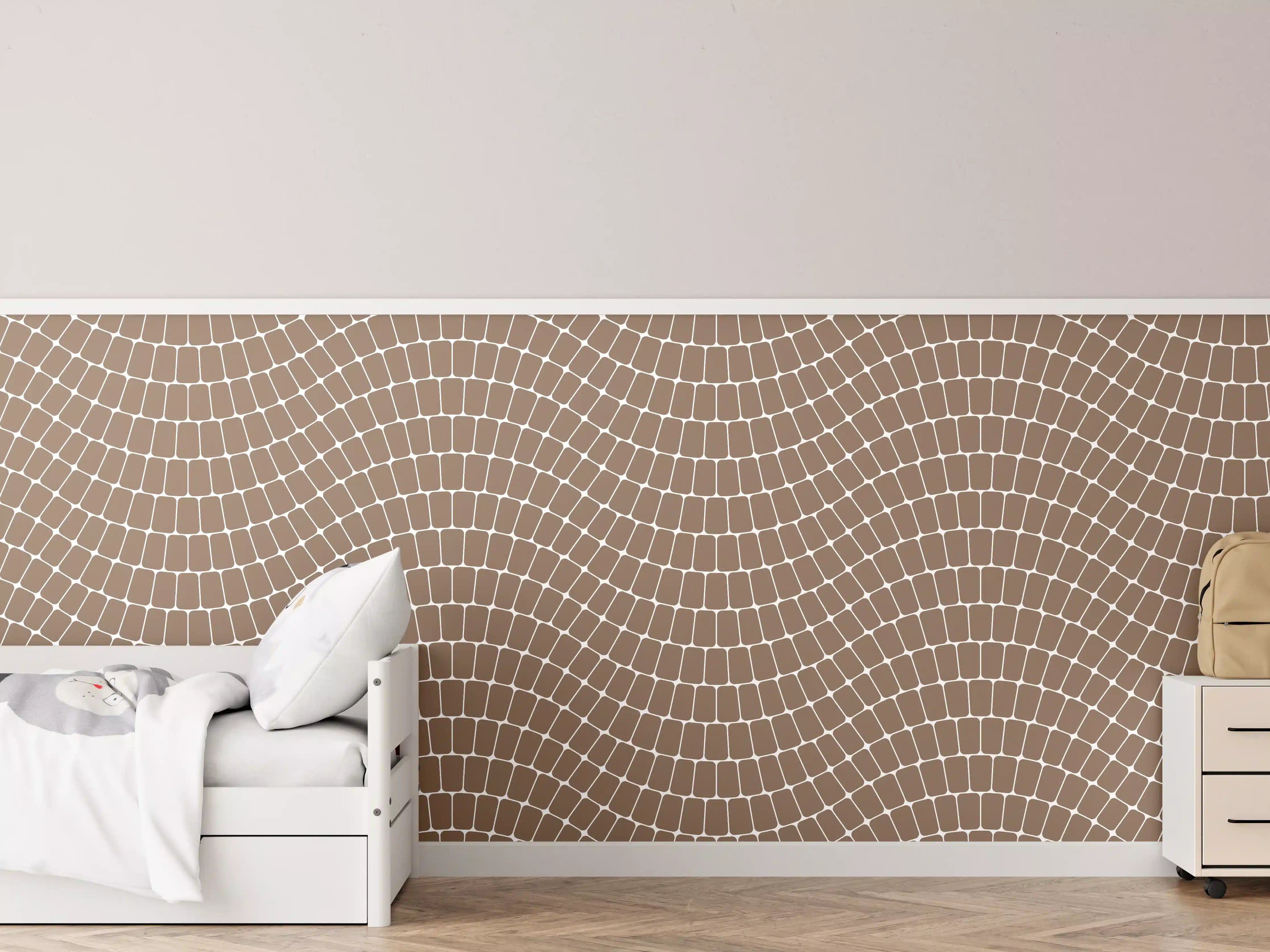 Kinderzimmer Wandgestaltung - Wellenmuster in Warmbraun