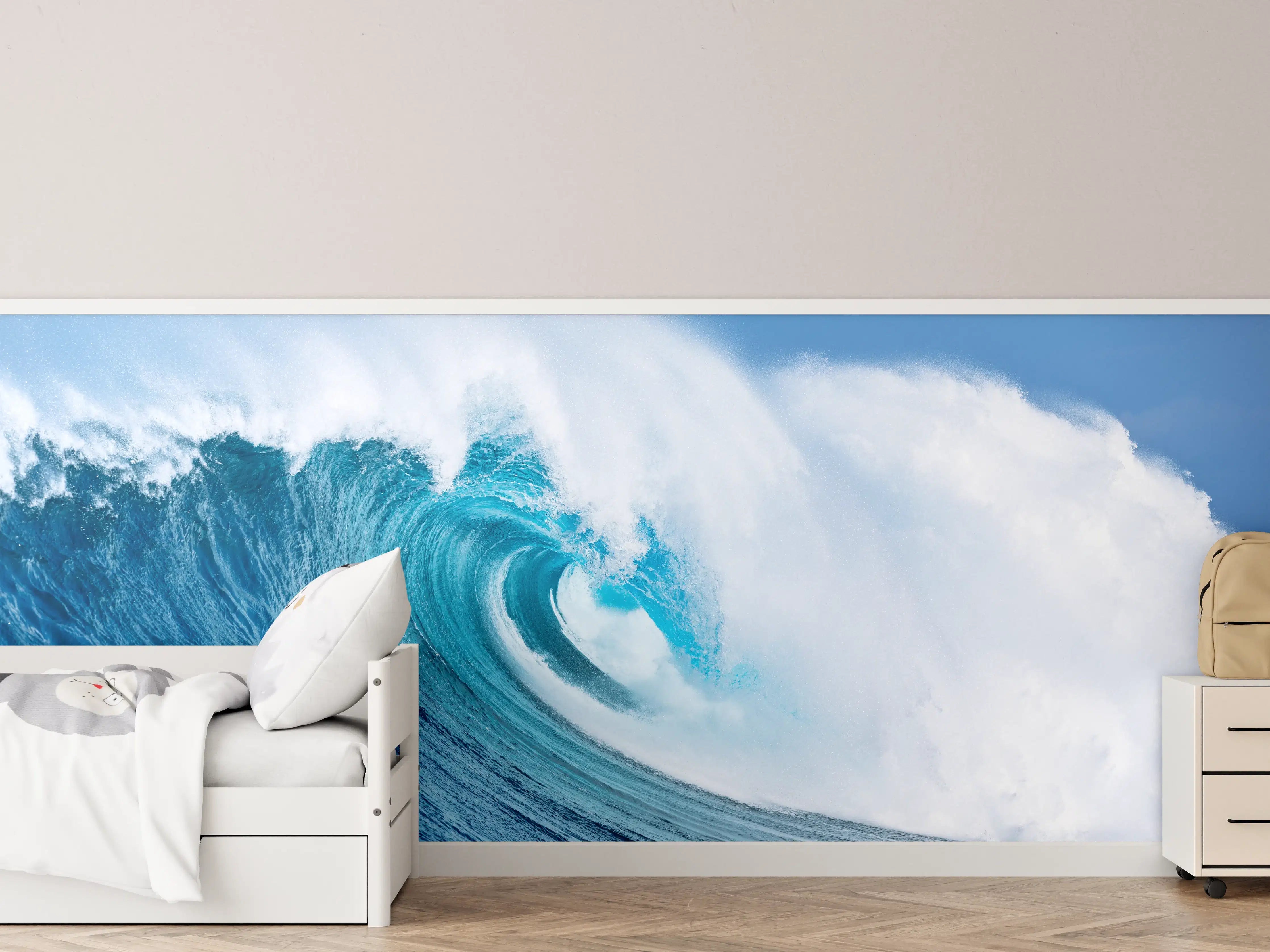 Kinderzimmer Wandgestaltung - Wellenriff in Blau