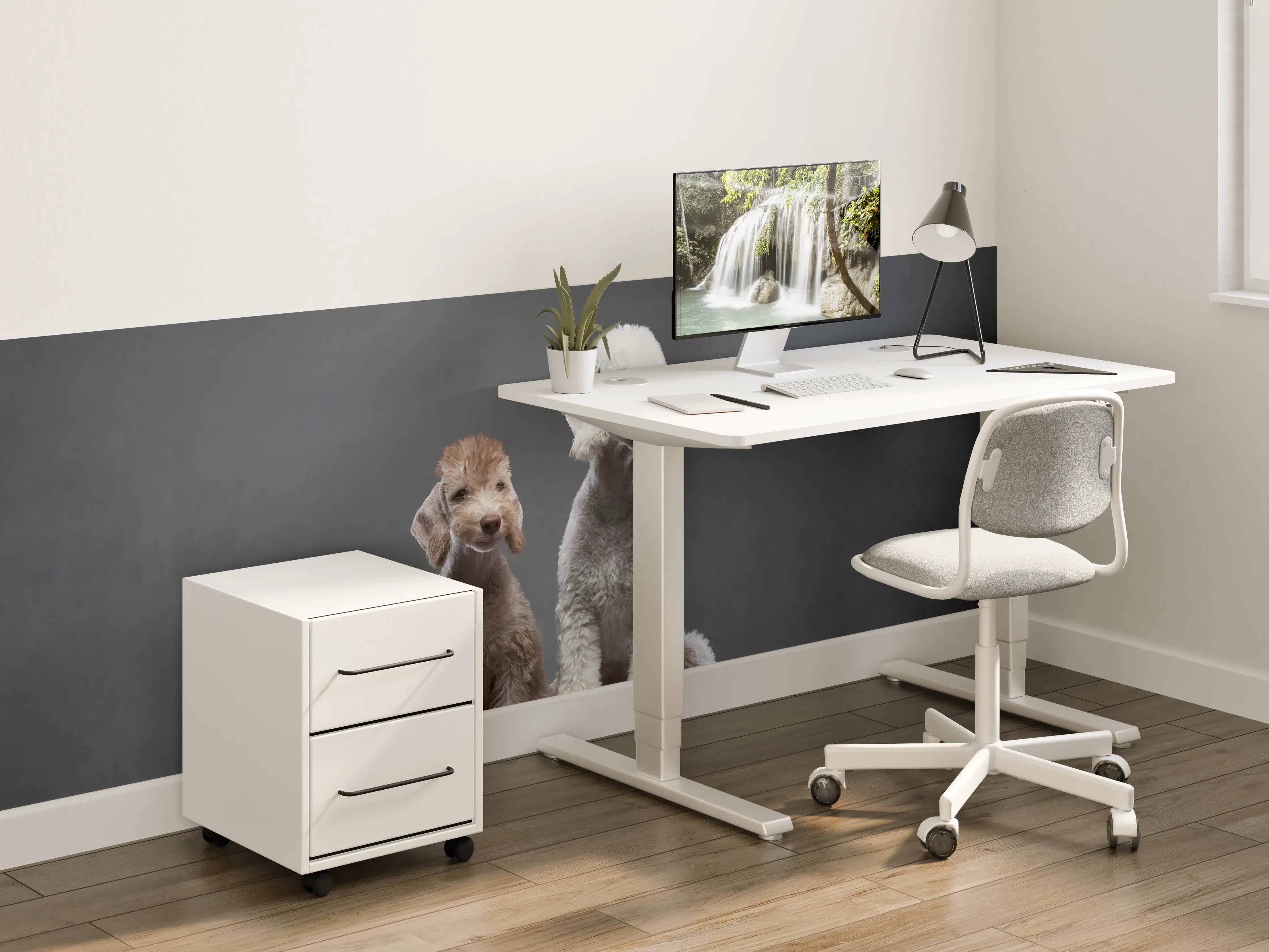 Kinderzimmer Wandgestaltung - Welpe und erwachsener Bedlington Terrier