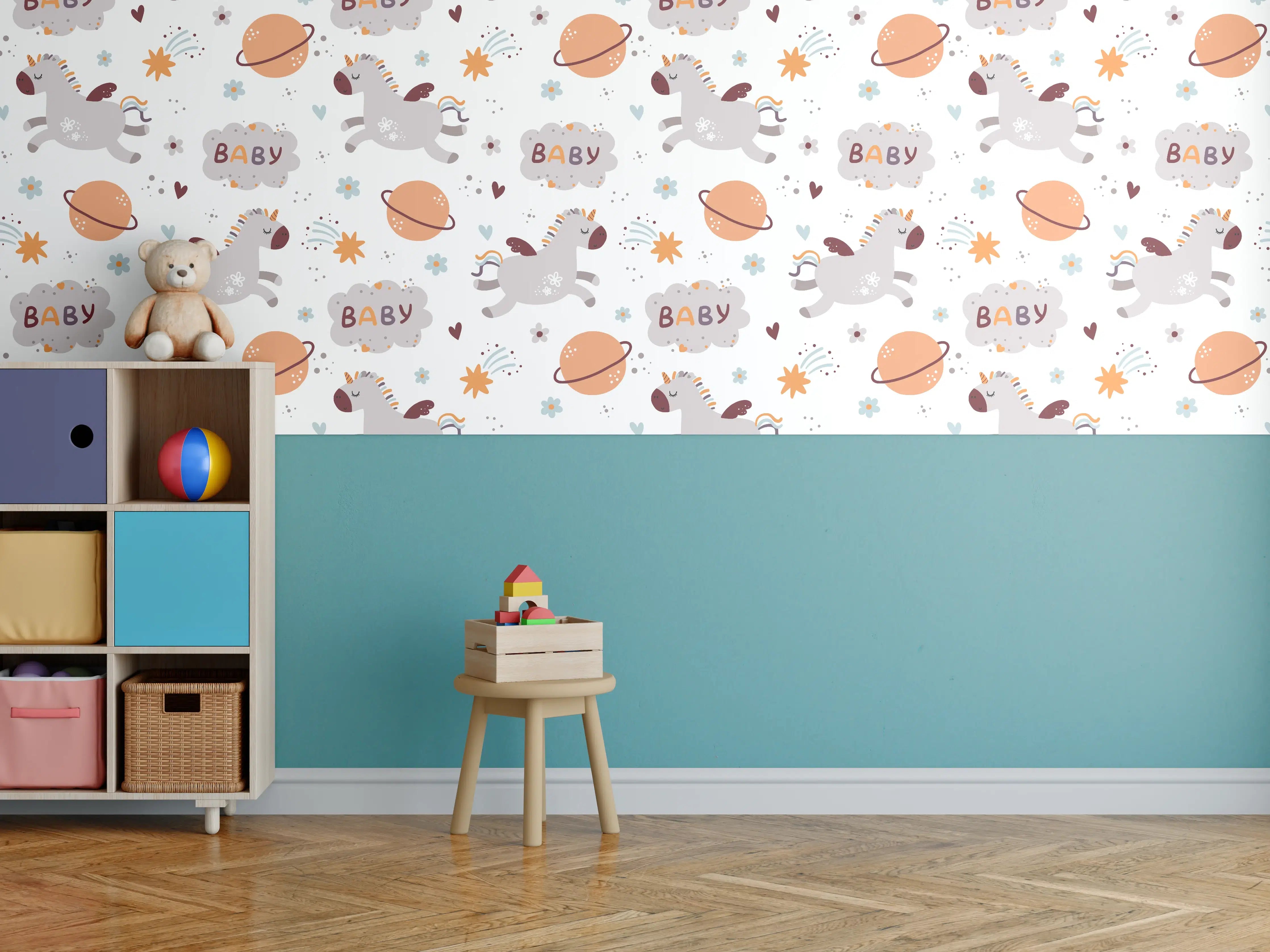 Kinderzimmer Wandgestaltung - Weltraum Baby Muster
