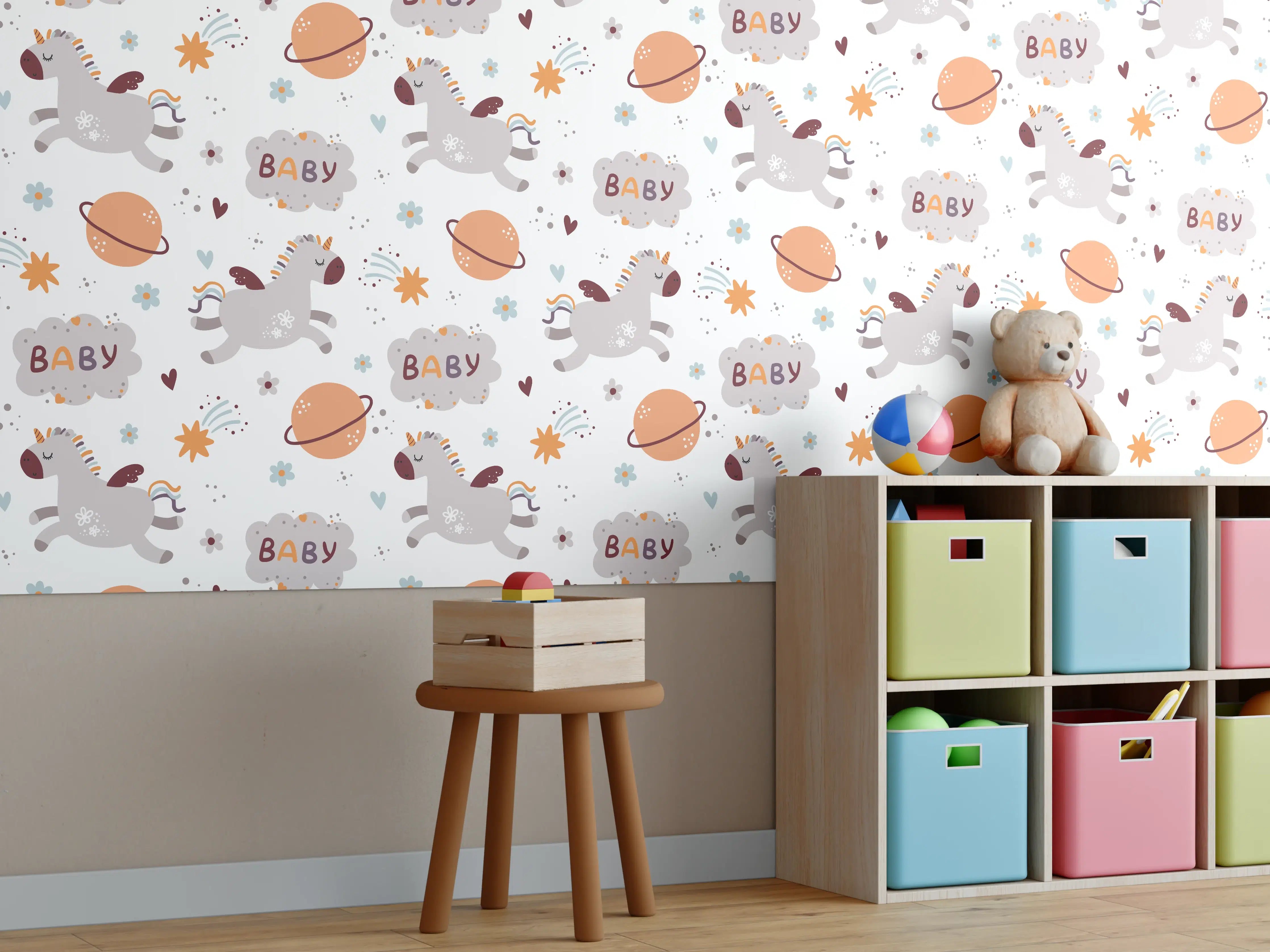 Kinderzimmer Wandgestaltung - Weltraum Baby Muster