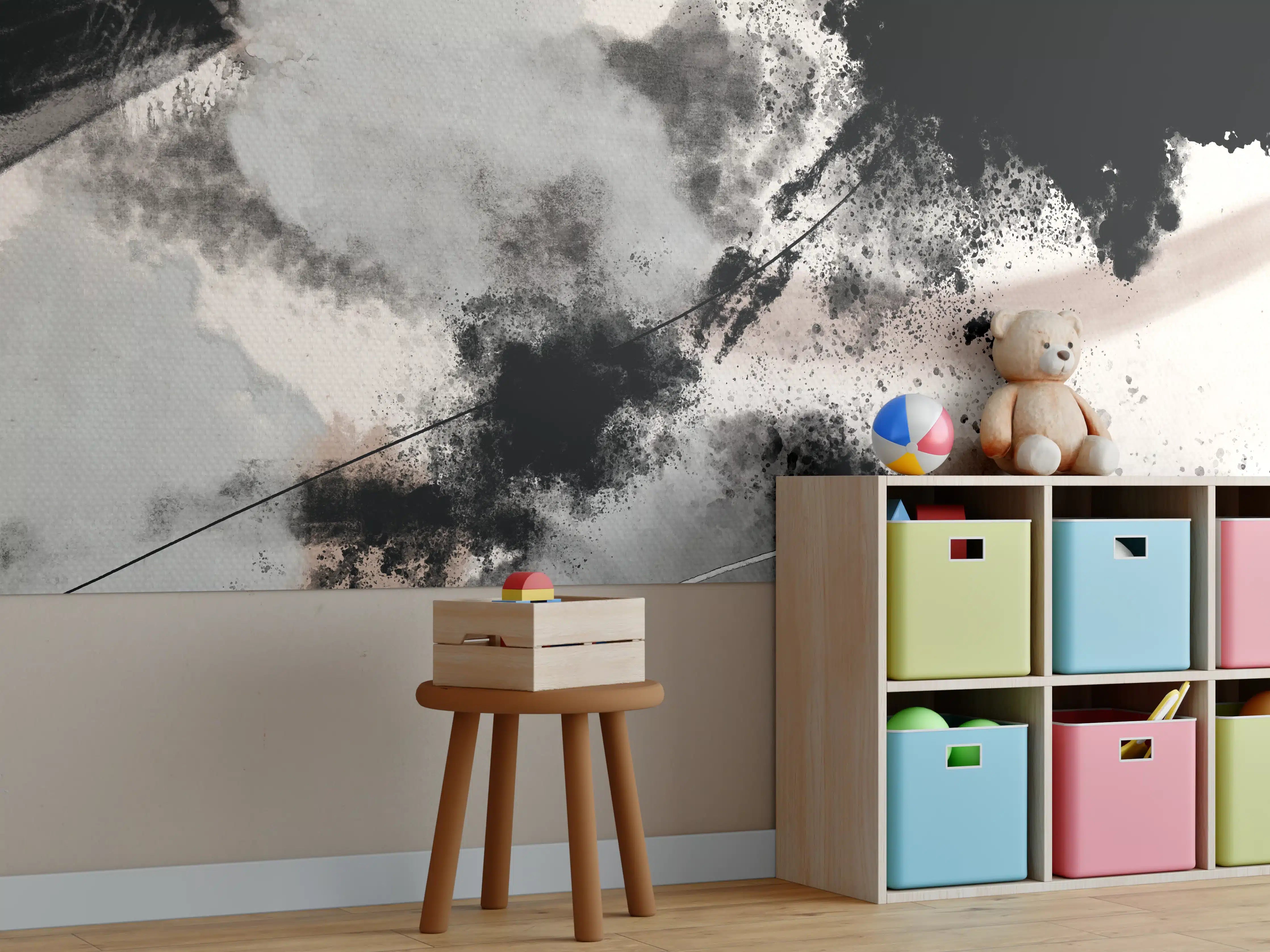 Kinderzimmer Wandgestaltung - Wilder Sturm - Moderne Kunst