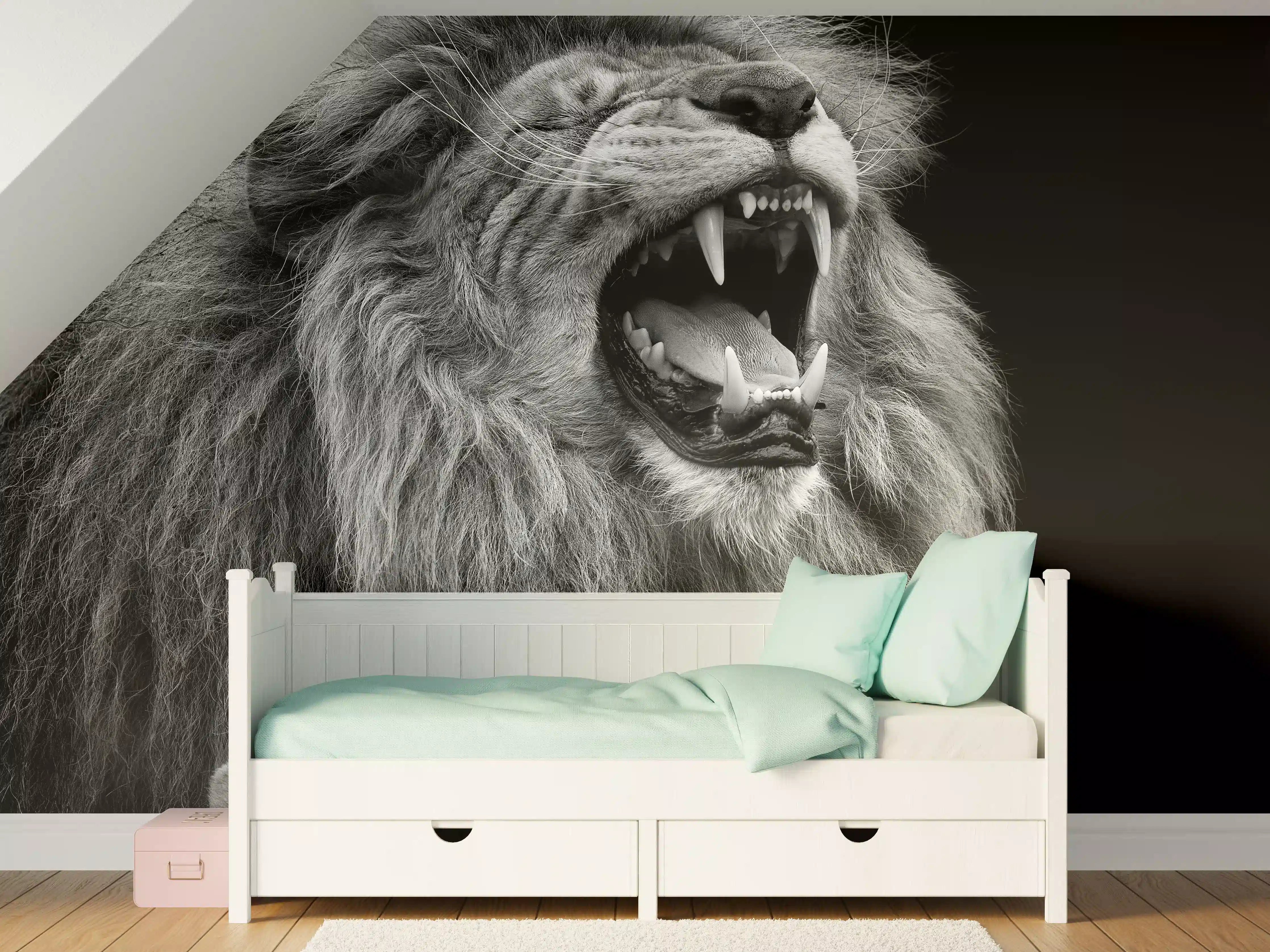 Kinderzimmer Wandgestaltung - Wildtiere auf schwarzem Hintergrund